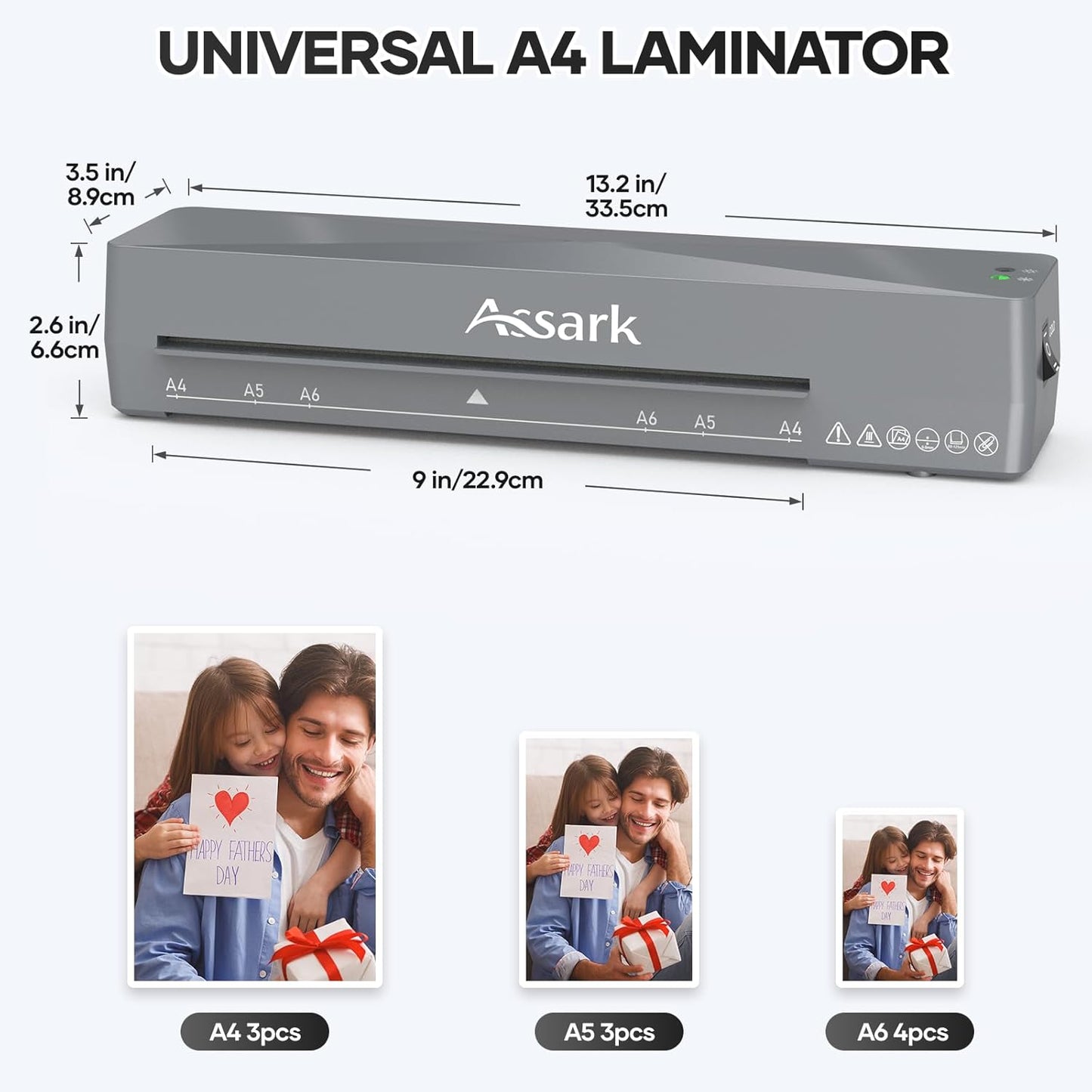 Laminator Machine 9 Inch, laminator with 10 Laminating Sheets, Laminating Machine Quick preheating with Paper Cutter, Low Noise, Plastificadora with ABS Jam Free