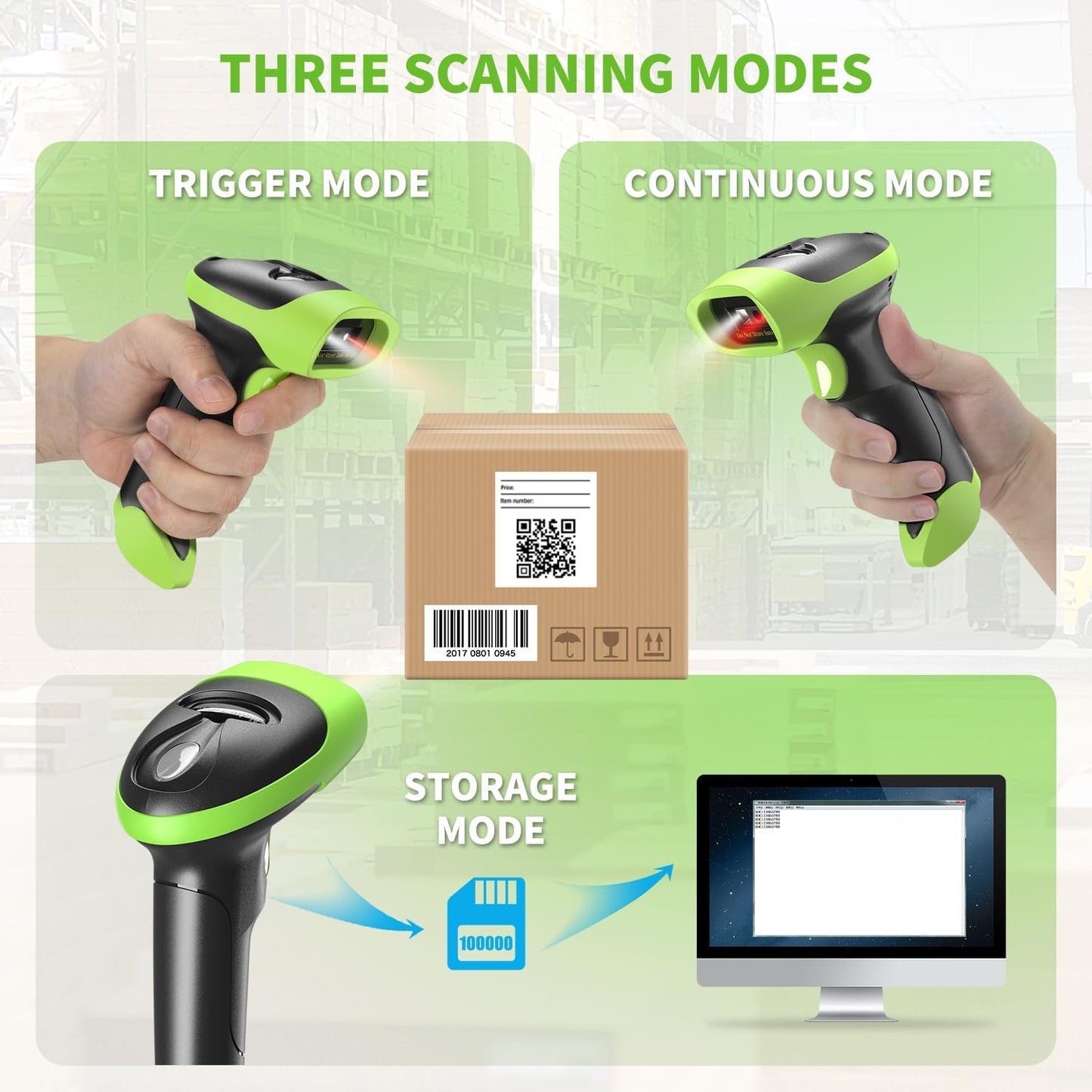 NetumScan Wireless QR Barcode Scanner, 3 in 1 Automatic Bluetooth 1D 2D Barcode Reader USB Image Code Scanner for Store, Warehouse POS, Computer, Tablet, iPad, iPhone, Android