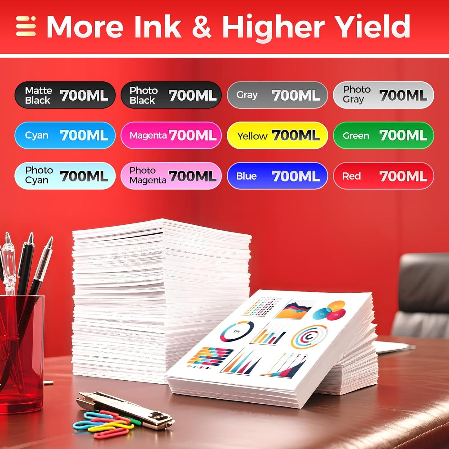 PFI-706 Pigment Ink Tank 12-Pack 700ml Ink Cartridges Compatible with Canon ImagePROGRAF iPF8300 iPF8300S iPF8400F iPF8400S iPF8400SE iPF9400 iPF9400S iPF8400 iPF8410 iPF9410 iPF8410S iPF9410S Printer