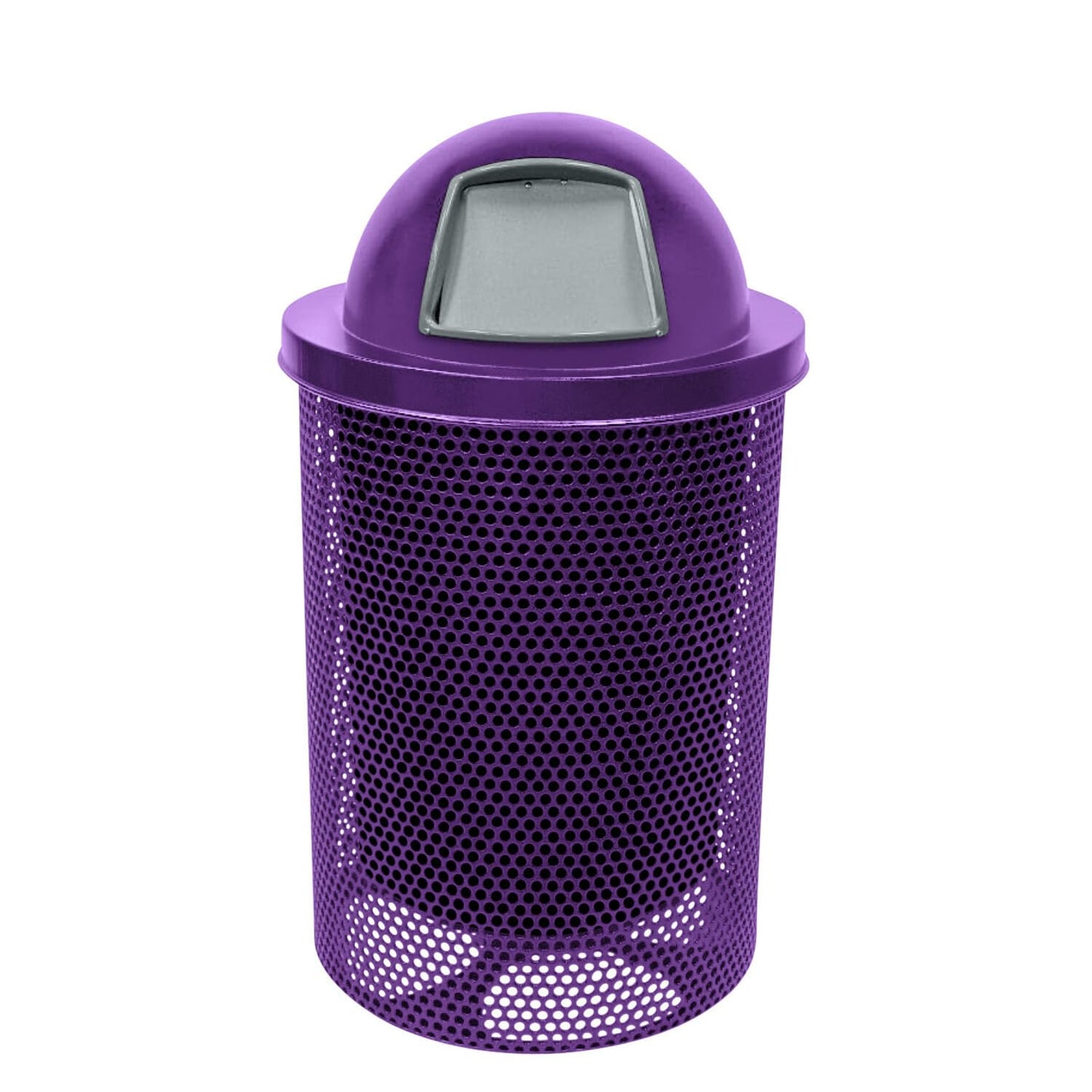 RDT-P-PUR Heavy Duty Round Trash Receptacle with Dome Top, Liner Included, 32 Gallon, Purple, Made in America
