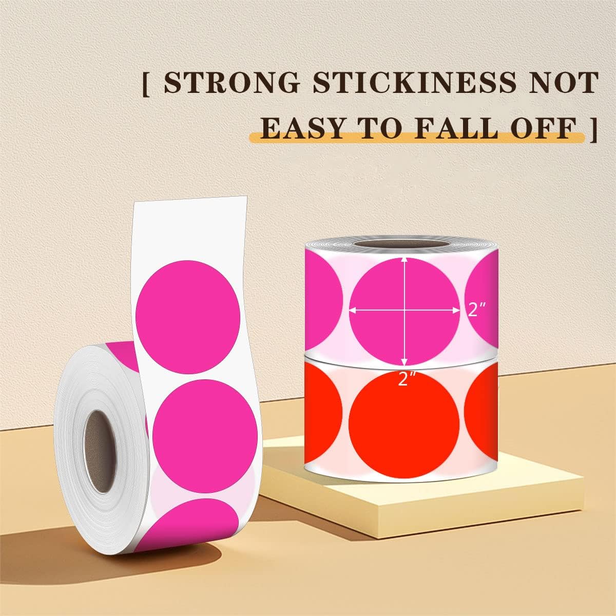 PARLAIM 2" Round Circle Dot Sticker 500pcs Color Coded Labels Permanent Adhesive Writable Surface for Inventory Storage Organizing Moving, Fluorescent Pink