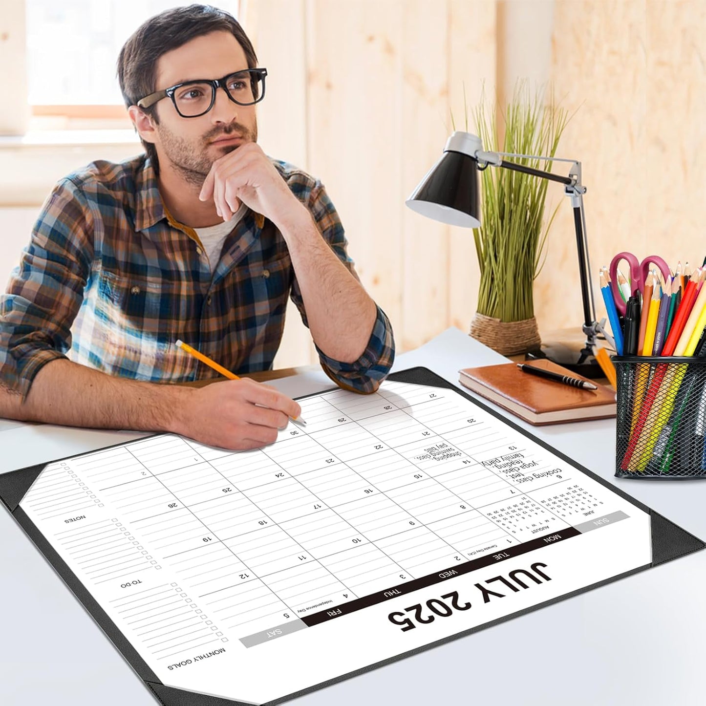 Desk Calendar 2025-2026 with Desk Mat – 22" x 17" Large Desk Pad Calendar Runs From Jul 2025 to Dec 2026, Office Supplies Desktop Calendar with To-Do, Notes & Goals Sections, for Office Planning or Organizing