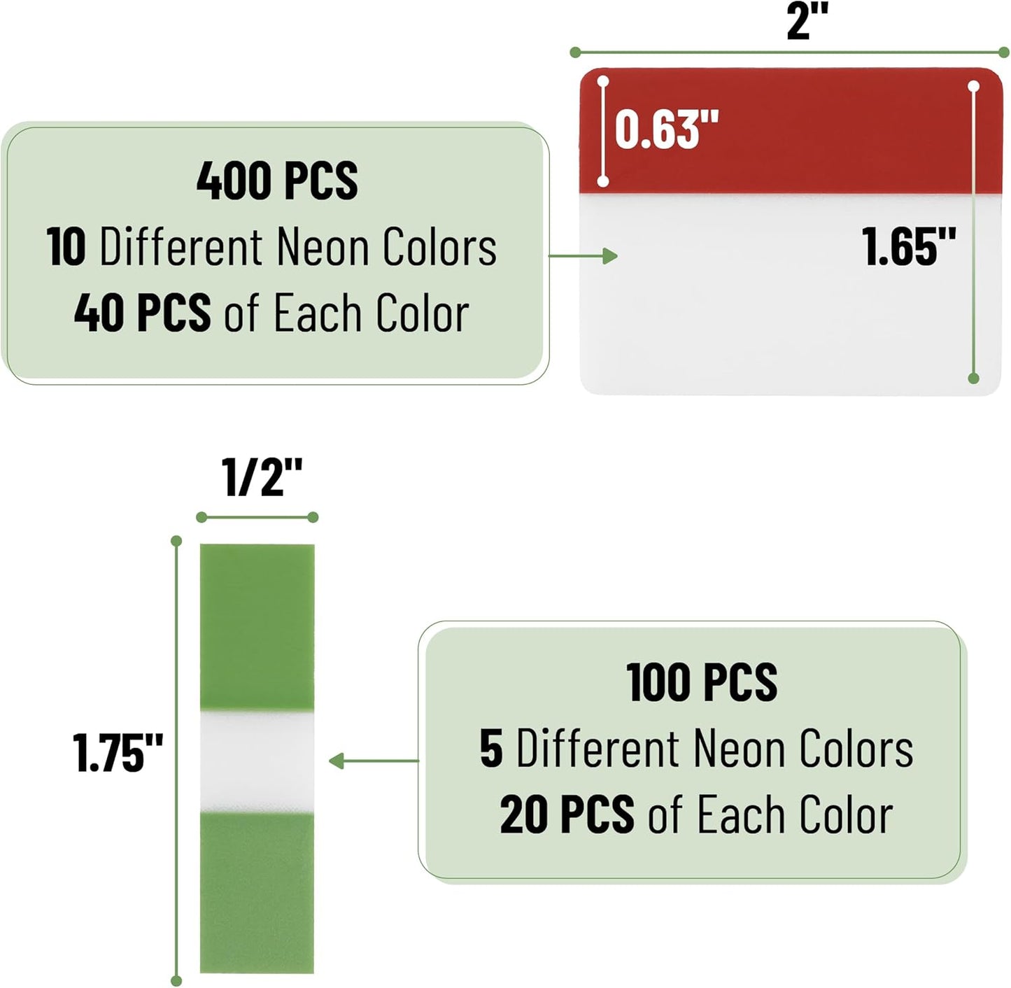 Mr. Pen- Colorful Index Tabs, 500 Pcs, 21 Sets, Sticky Page Markers for Notebooks, Binders and Books