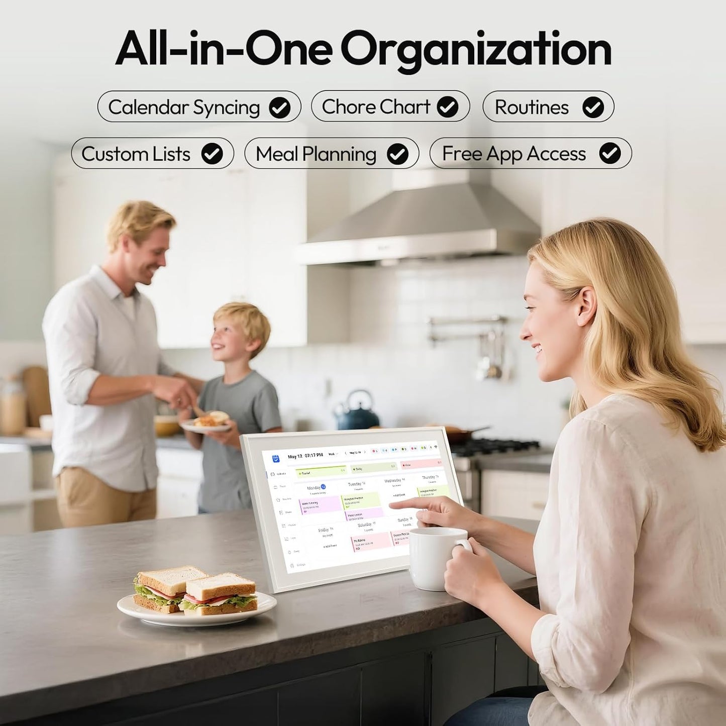 BOCT 15.6'' Digital Calendar Wall - 32GB Memory Touch Screen Chore Chart Smart Calendar,Digital Planner,Auto-Sync,APP Control,Interactive Family Schedules, Gift for Mother