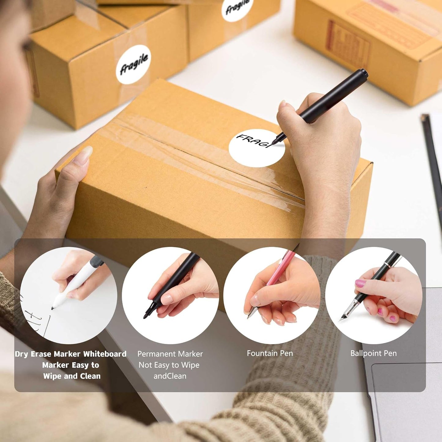 PARLAIM 2 inch Round Color-Code Dot Sticker Labels, 4 Rolls 2000 Adhesive Label Pack in Dispenser Box, White