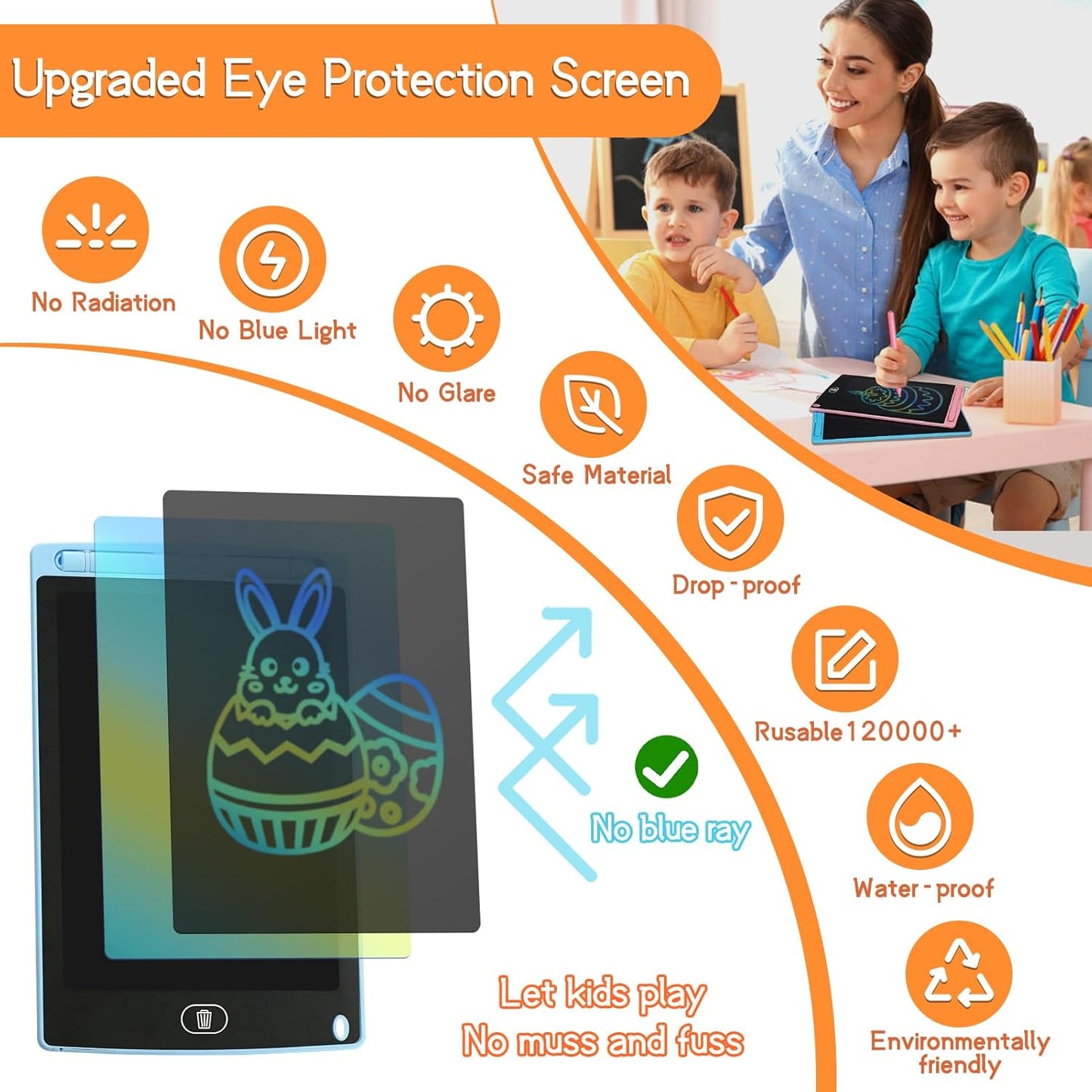 LCD Writing Tablets for Kids 6 Pack Doodle Boards 8.5" Drawing Pad for Kid with Anti-Losing String Learning Toy Birthday Party Favor for 3-10 Kids Boys Girls Doodle Board Painting Tablet for Class