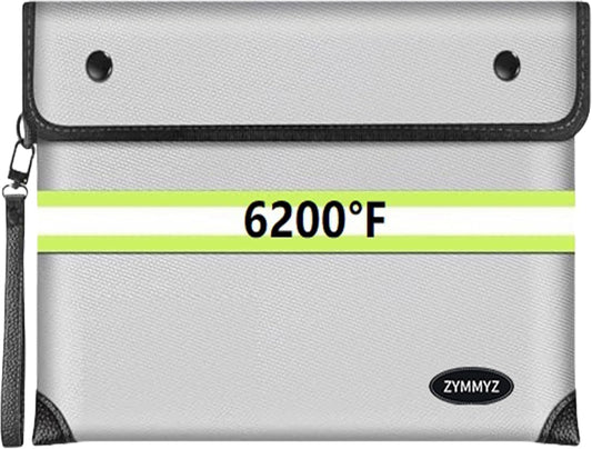 Upgraded Fireproof Document Bag with Waterproof Zipper,9 Layers of Heat Insulated Materials,6200°F Fireproof Money Bag for Cash,Valuables and Important Documents