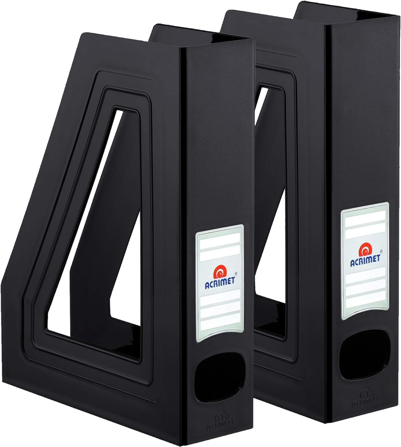 Acrimet Magazine File Holder, Durable Rack, Space-Saving Organizer (Plastic) (Black Color) (2 pack)
