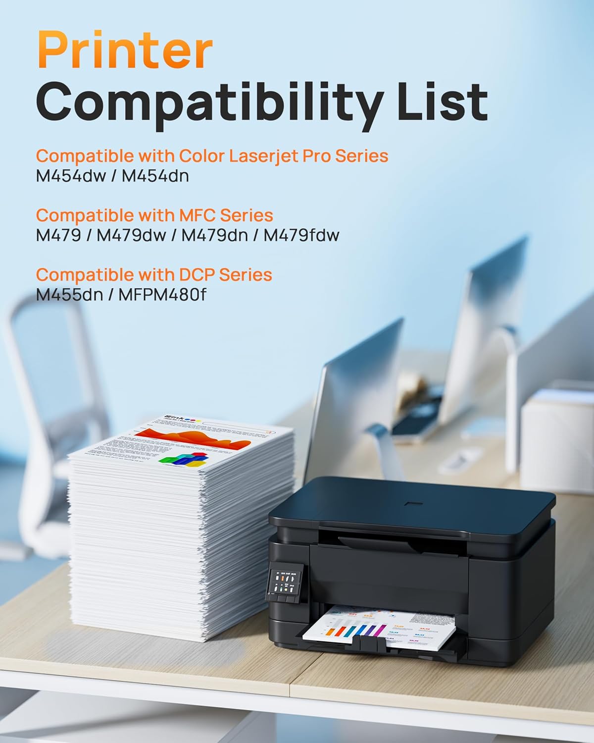 E-Z Ink 414A Toner Cartridges 4 Pack Compatible 414A Toner Cartridges Replacement for HP 414A HP 414X 414A Toner (with Chip) to Use with HP Color Pro M454dw MFP M479 M479fdw M479fdn M479fdw Printer