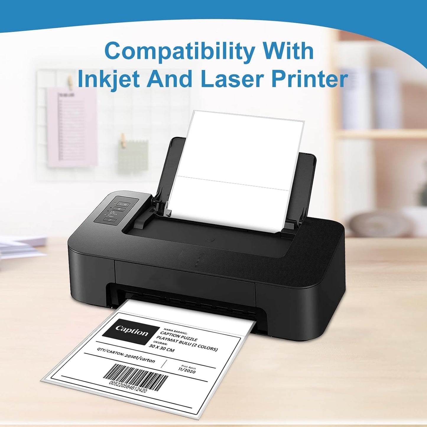 Half Sheet Self Adhesive Shipping Labels for Laser & Inkjet Printers 8.5" x 5.5", White Blank Mailing Labels Strong Adhesive Sticker Labels (25 Sheets,50 Labels)（HB-R002）