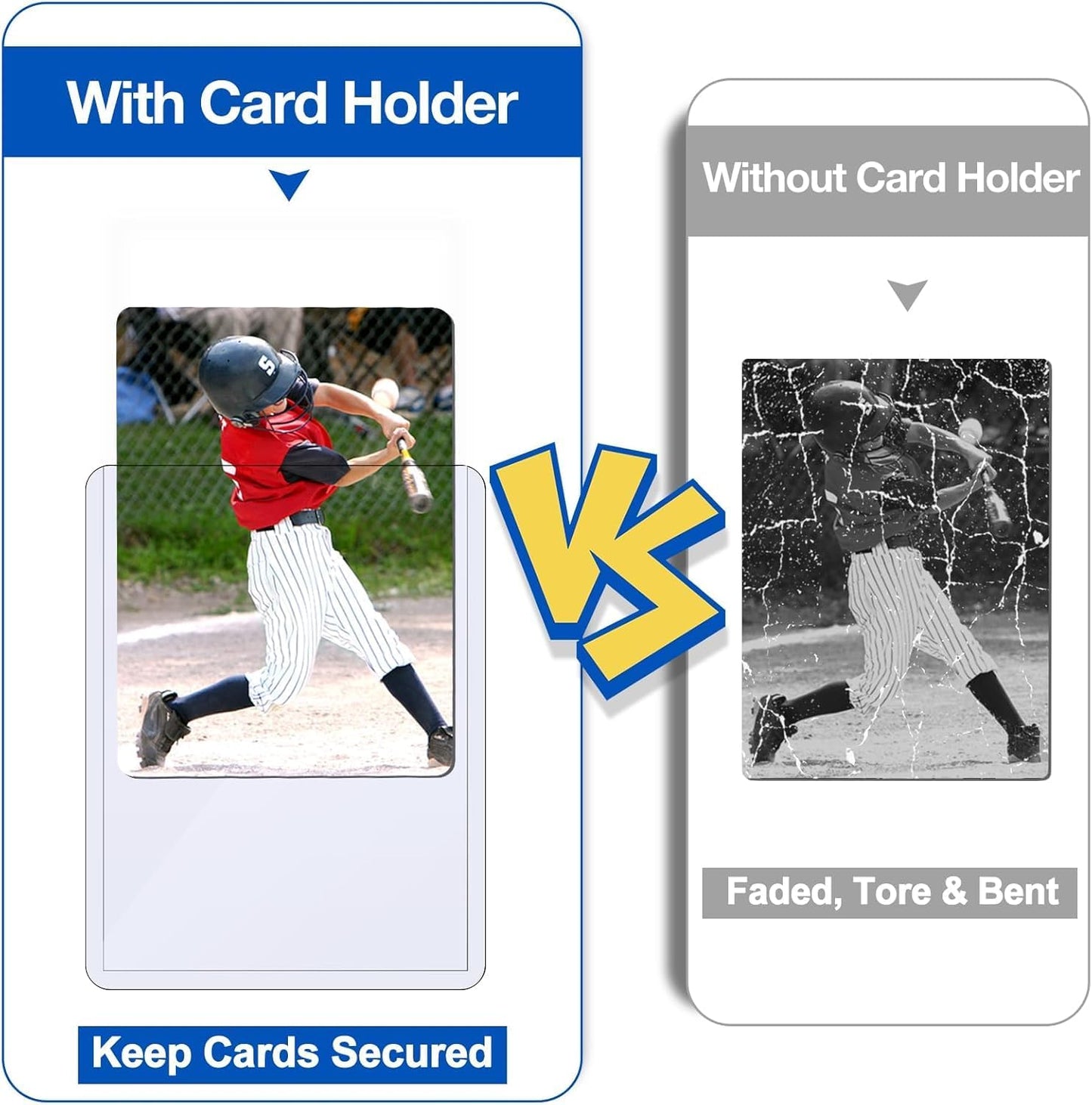 18 Count Topload Card Holder, Sooez 35PT Topload Card Protector, 3" x 4" Hard Plastic Card Sleeves, Baseball Card Protector, Rigid Toploading Card Case for Collectible Trading Sports Cards