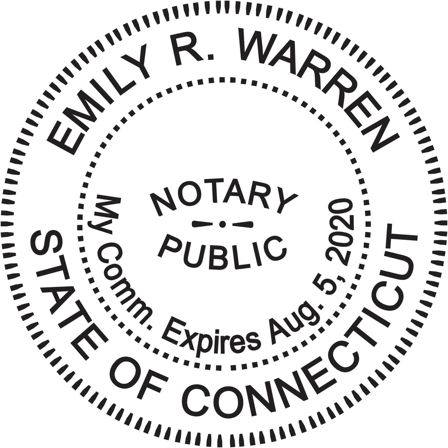 Round Notary Stamp for State of Connecticut- Self Inking Stamp - Top Brand Unit with Bottom Locking Cover for Longer Lasting Stamp - 5 Year Warranty