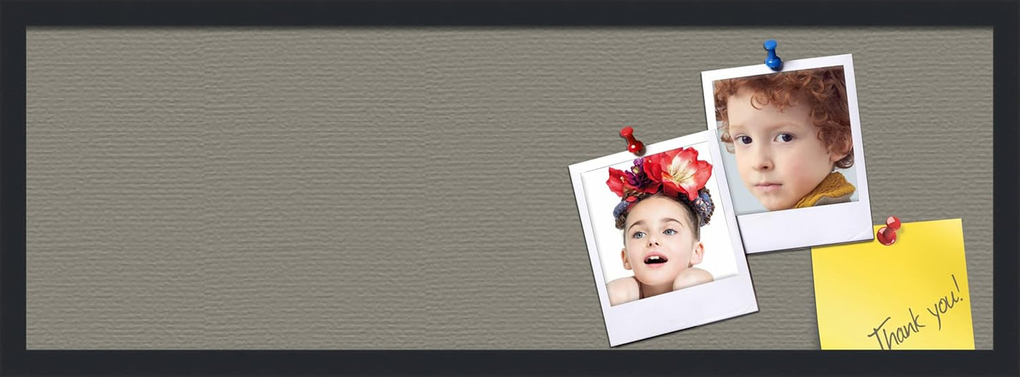 PinPix 36x12 Inch Cork Bulletin Board. This Decorative Framed Pin Board Comes with Pewter Design and a Satin Black Frame. Ideal for Home Office Decor or Message Board (PinPix-1812)