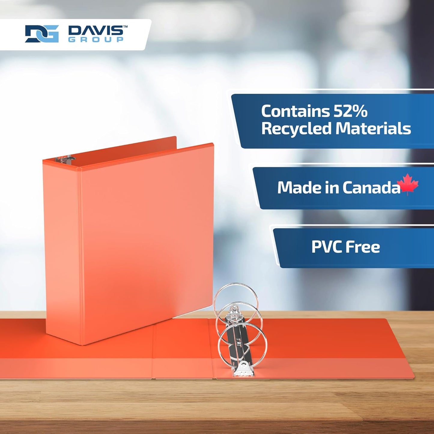 Easyview Premium 3-Ring Binders with Clear-View Covers and Round Rings, Binders for School or Office, 3 Inch, Pack of 6, Orange