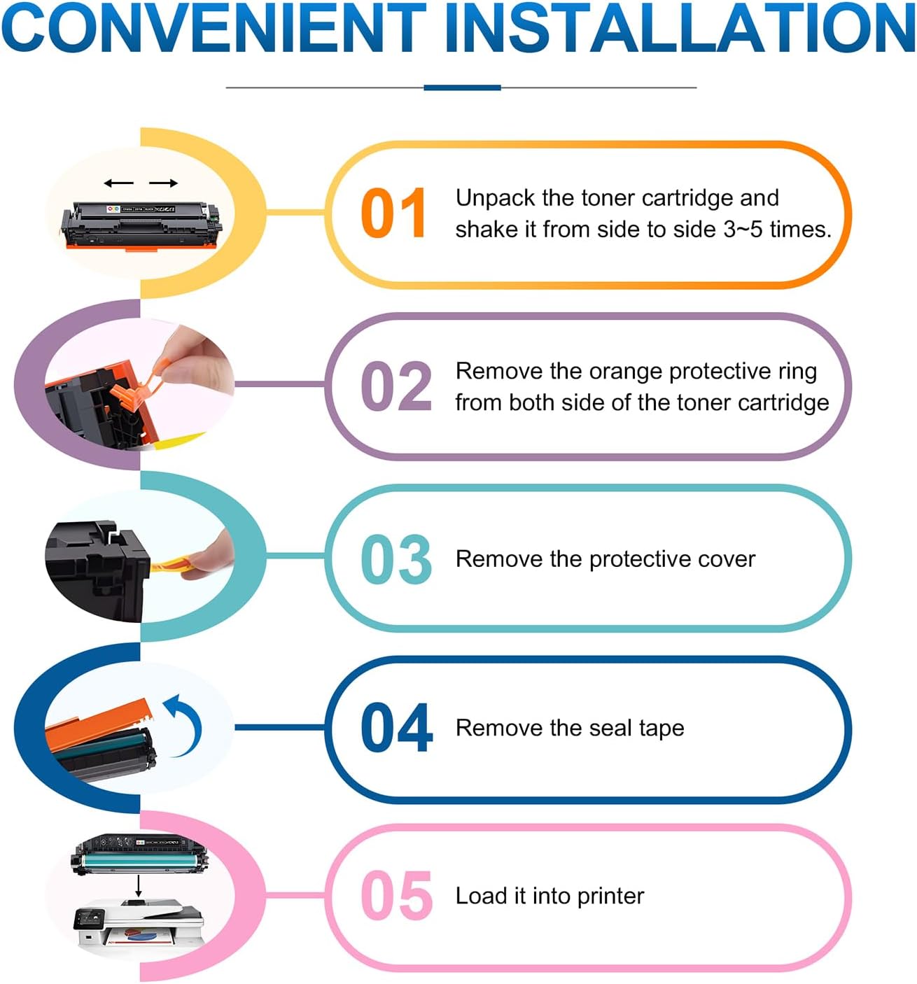 201A Toner Cartridges 4 Pack(with Chip) Comaptible with 201A Toner Cartridges, Works for Color Pro MFP M277dw M277c6 M252dw M252n M252 M277 M277n Ink Printer (Black Cyan Yellow Magenta)