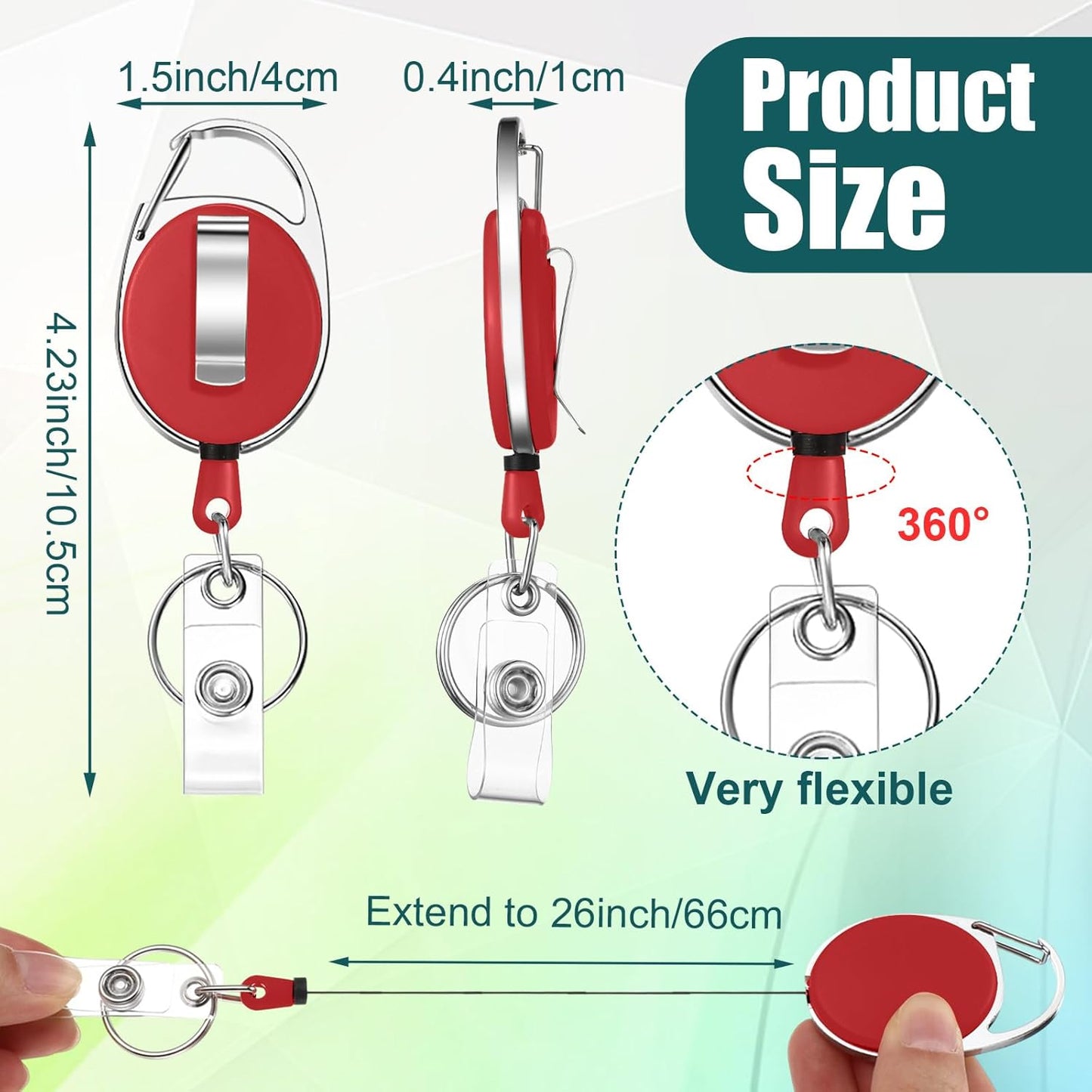 Laumoi Retractable ID Badge Holder Badge Reel with Belt Clip and Key Ring, Name ID Badge Clips Keychain for Office Worker Doctor Nurse Employee (Multicolor,150)