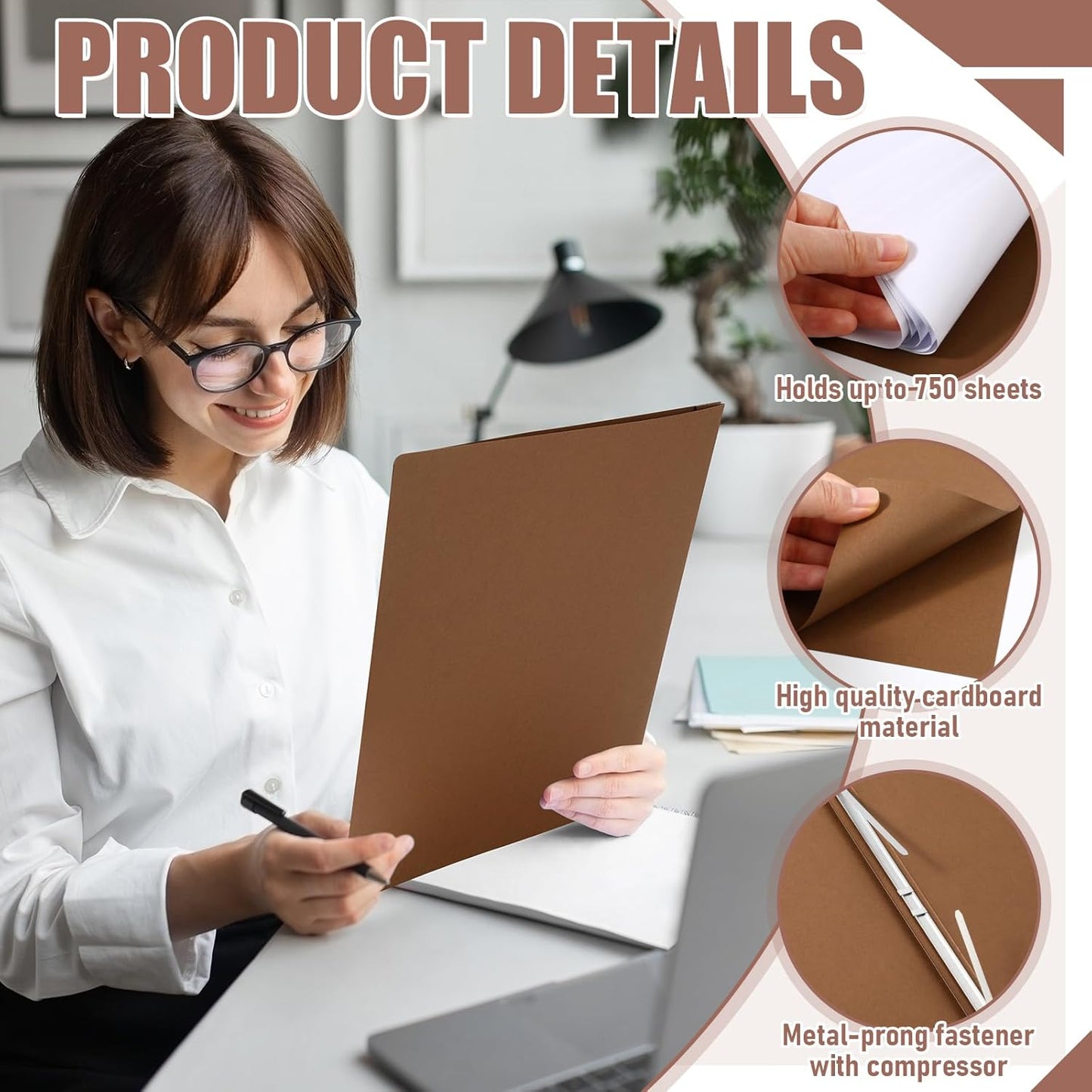 Zhanmai 15 Packs 8.5'' x 11'' Pressboard Report Covers, Metal Prong Fastener with Compressor, Letter Size 3'' Capacity Presentation Report Folder to Neatly Bind Reports, Proposals, Documents (Morandi)