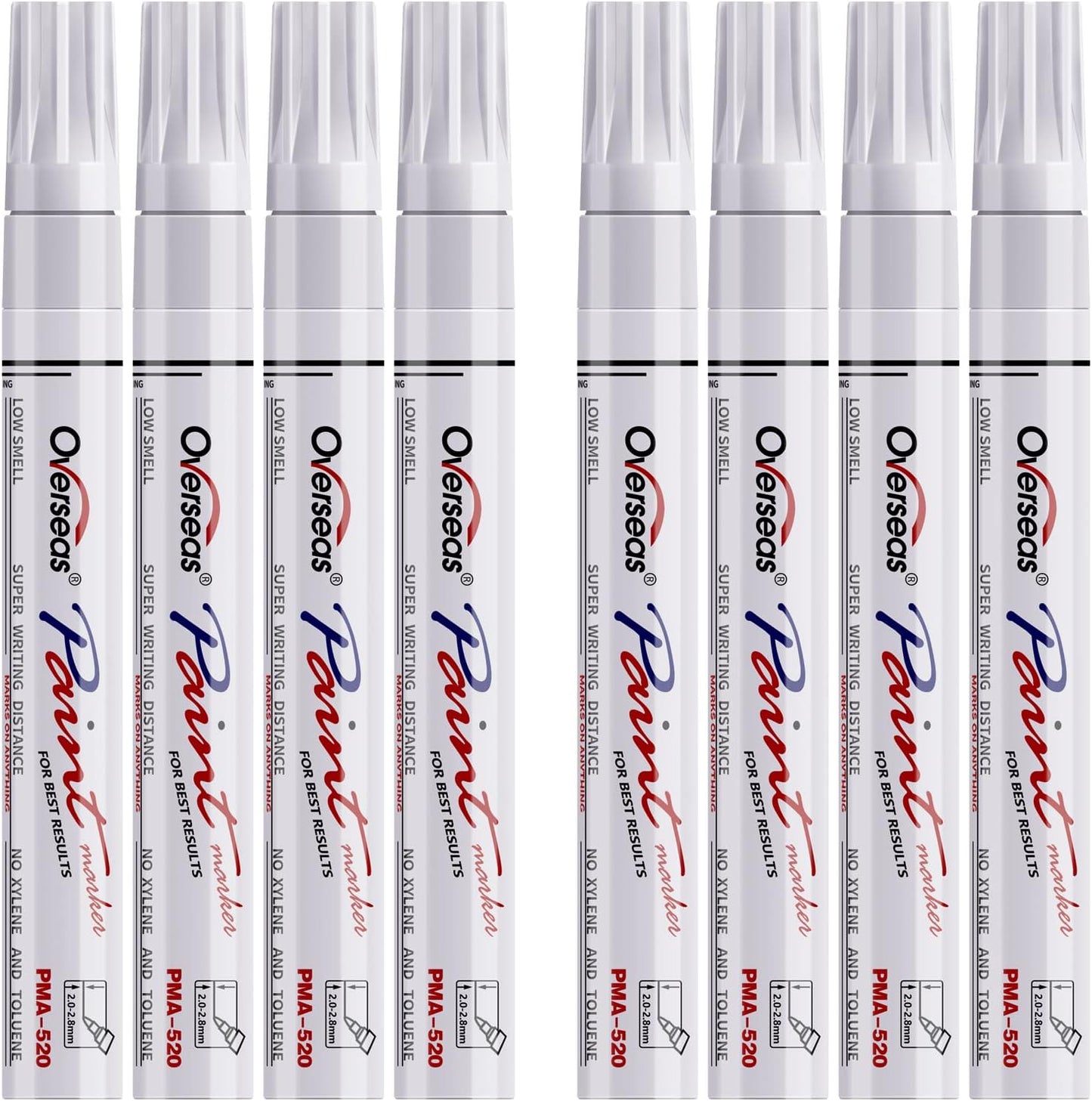 Paint Pens Paint Markers - White Permanent Markers 8 Pack, Oil Based Waterproof Quick Dry Medium Tip Marker Pen for Metal, Wood, Fabric, Plastic, Rock, Stone, Mugs, Canvas, Glass, Art Craft