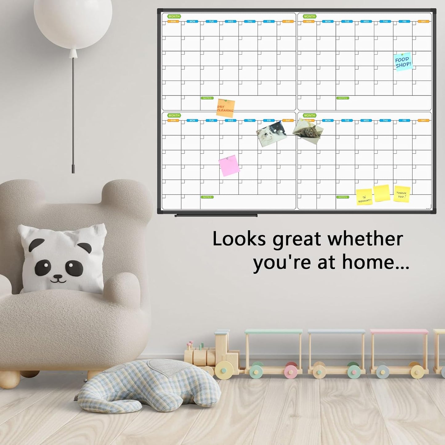 JILoffice Magnetic Dry Erase Calendar Whiteboard, 4 Month White Board Planner 48 X 36 Inch, Black Aluminum Frame Wall Mounted Board for Office Home and School