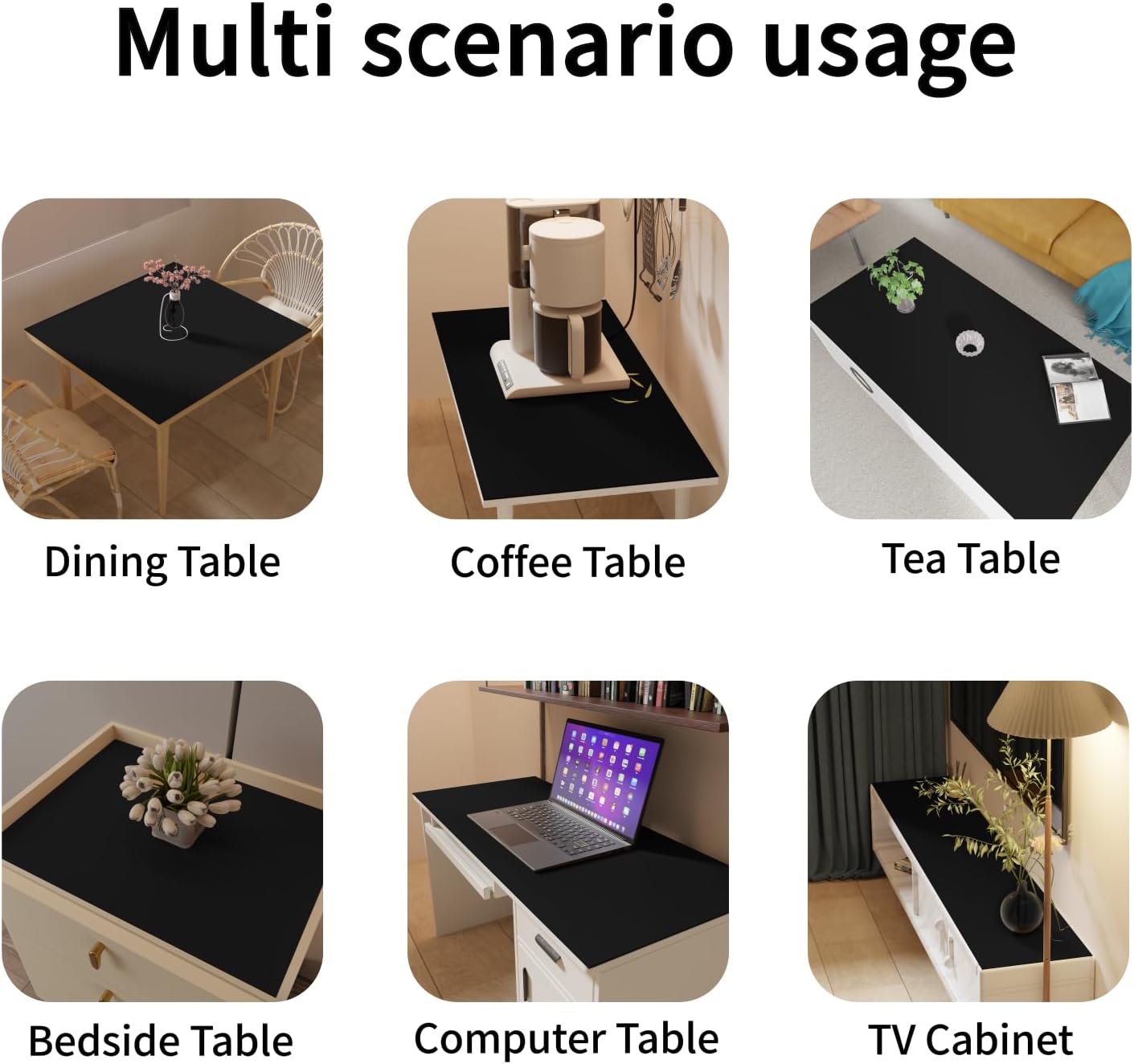 Leather Table Cover,1.8mm Thick,42x60 Inch Table Protector,Table Protector for Dining Room Table,Dining Table Cover,Table Cover Protector,Dining Table Pads(Black+Black,42x60)