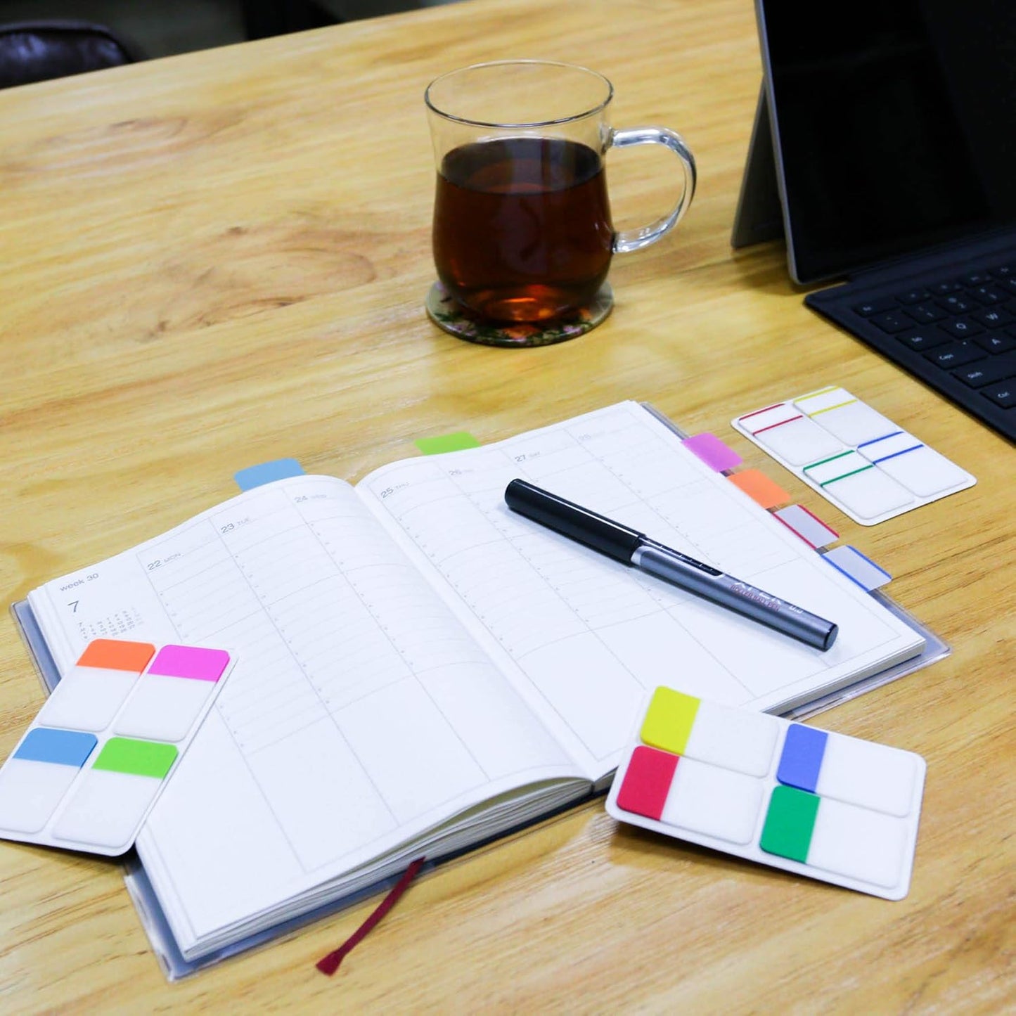 KICNIC File Index Tabs 1 Inch Sticky Flags 480 Pcs, Colored Page Markers Self Adhesive, Repositionable Note Tabs for Documents, Books, Paper, Notebooks, Filing and Folders [24 Sets, 10 Colors]