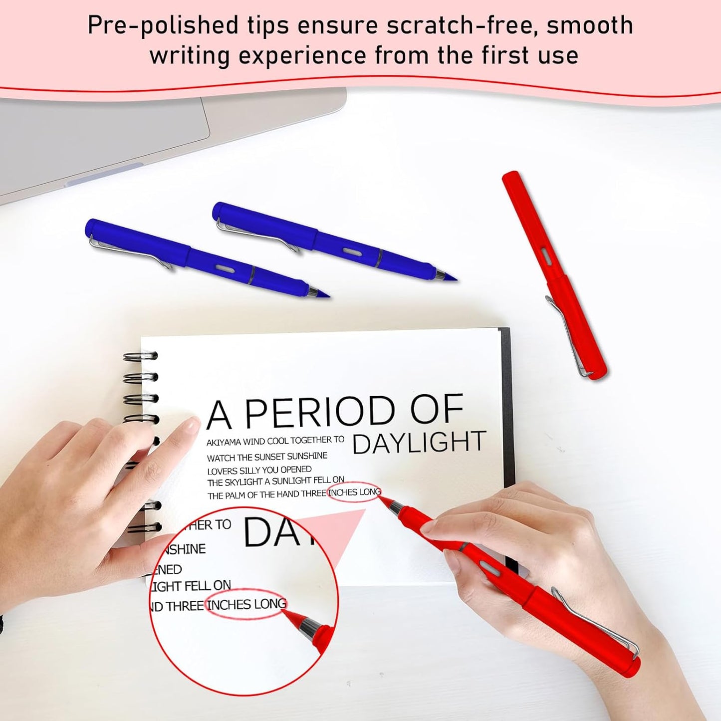 Everlasting Blue Checking Pencils - Medium Graphite Pencils with Erasers - 4 Pack