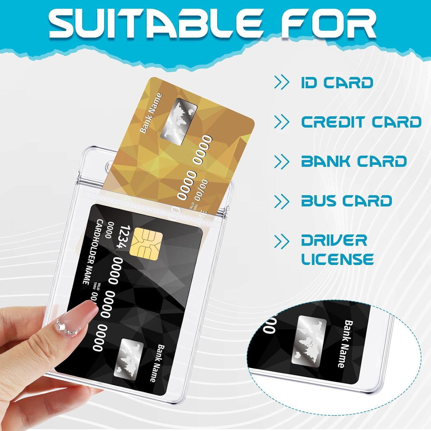 200 Pack Vertical ID Card Badge Holder Clear Plastic Sealable Waterproof Zip Name Tag for Work Office Nurse School