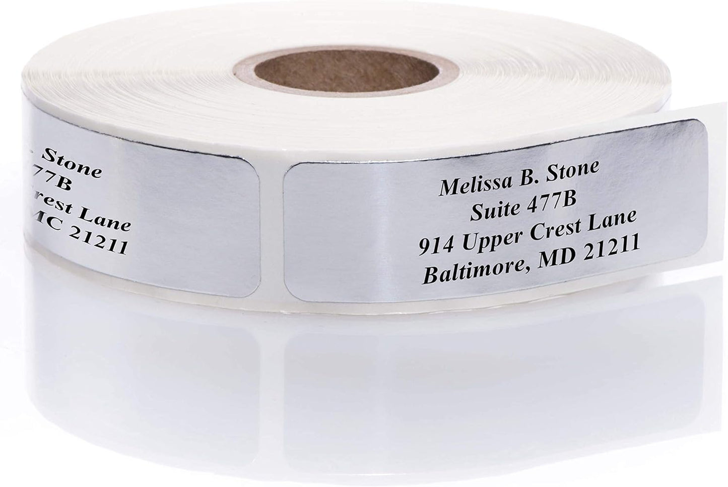 Silver Foil Personalized Return Address Labels Without Dispenser - Roll of 500 Custom Stickers