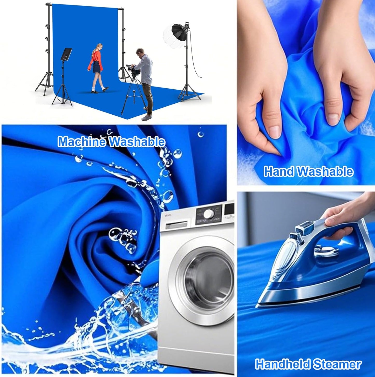 10x20Ft Blue Chromakey Backdrop for Photography, Blue Screen for Product Portrait Photo Shooting, Background Cloth for Video Recording, Party, Meeting, Zoom, Live