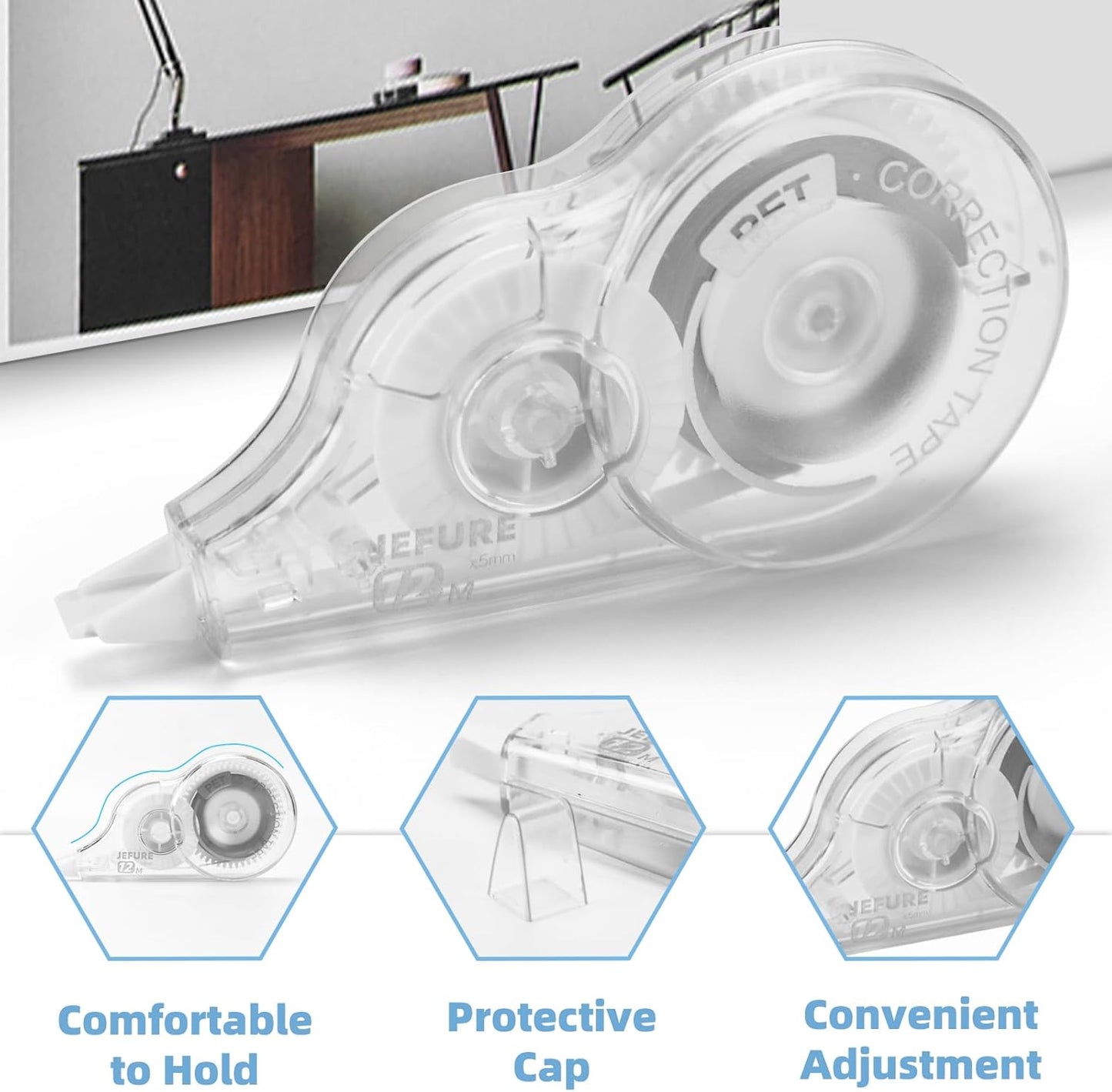 40 Pcs Correction Tape, 39.4 Ft White Wrong Out Tear-Resistant Bulk, Instant Corrections Easy To Use Applicator for School, Office, Note Taking, Journal (Tape Width 0.2 in, Clear)