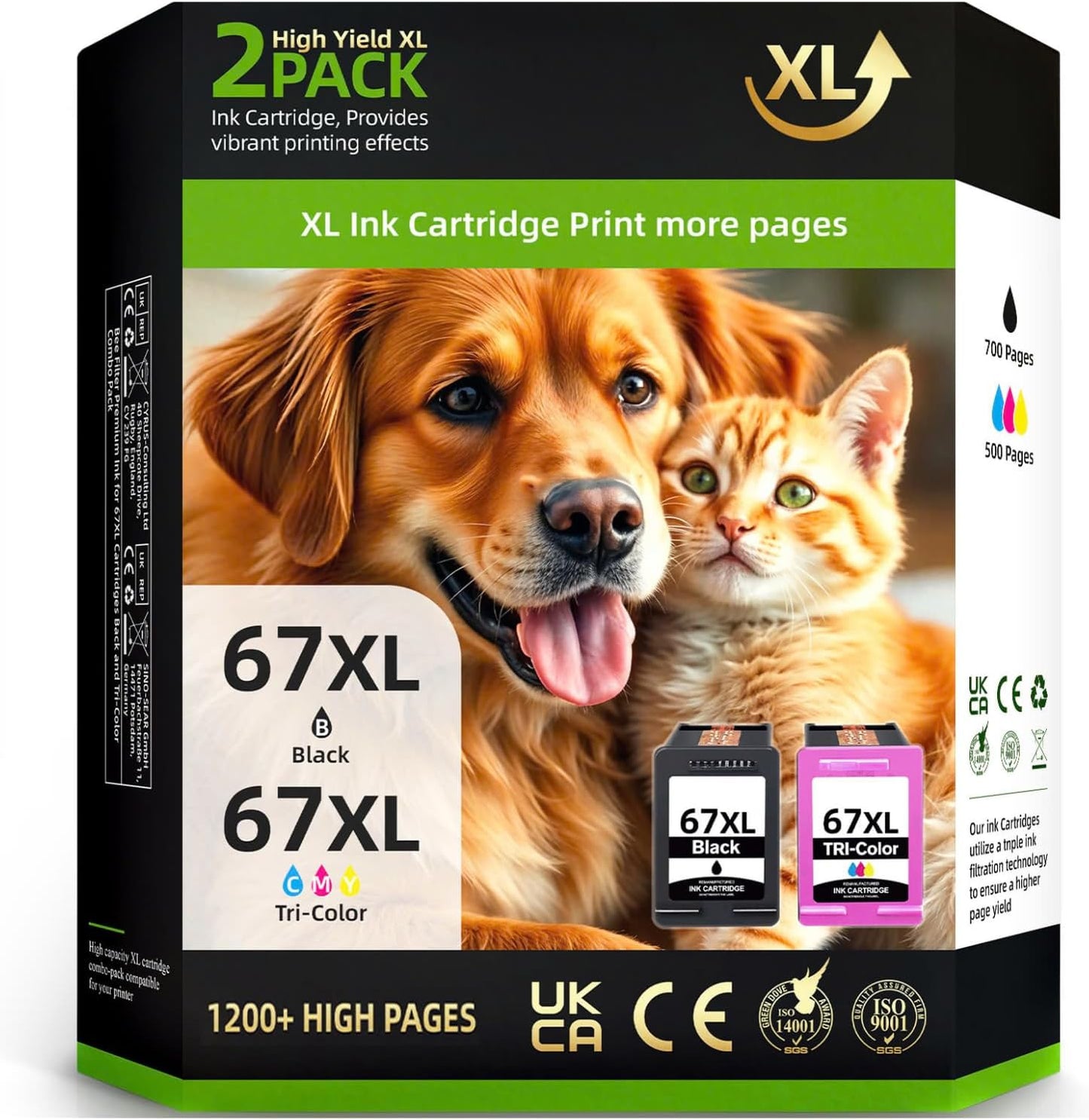 Hp Ink 67 & 67XL HP Printer Ink - Black Color Combo Pack for Hp 67 Ink Cartridges, HP 67XL Ink, DeskJet 2855e 2755e 2700 2700e 2800e 4155e 4255e 2827e 4100e 4227e, Envy 6055e 6000 6400 6455e Printer