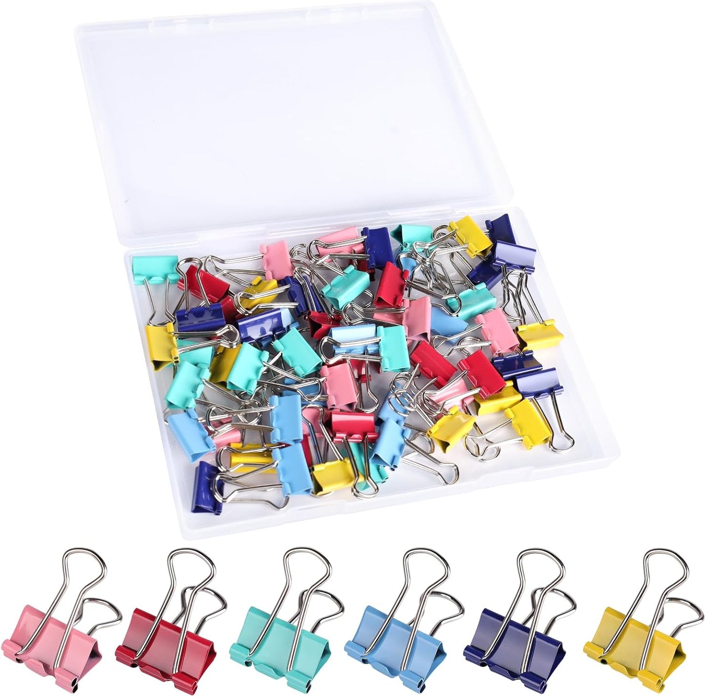 Ufmarine 60 Pcs Small Binder Clips 3/4 inch, Colored Small Paper Clips for Office, Standard Size