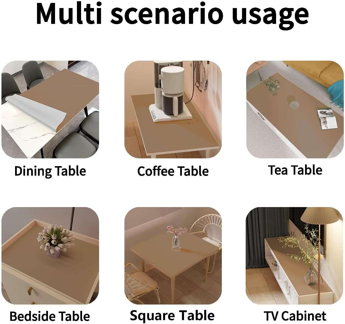 Leather Table Cover,1.8mm Thick,17x72 Inch Desk Cover,Dresser Cover Top,Dresser Protector Top,Dresser Cover,End Table Cover.(Khaki+Silvery,17x72)