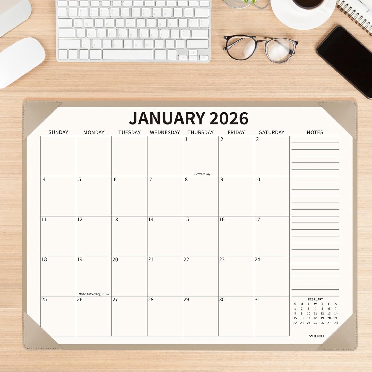 Desk Calendar 2025-2026 Large 22x17, July 2025-December 2026, 18 Months Big Desk Pad Calendar with Desktop Mat and Plastic Cover for Home Office School Planning, Apricot