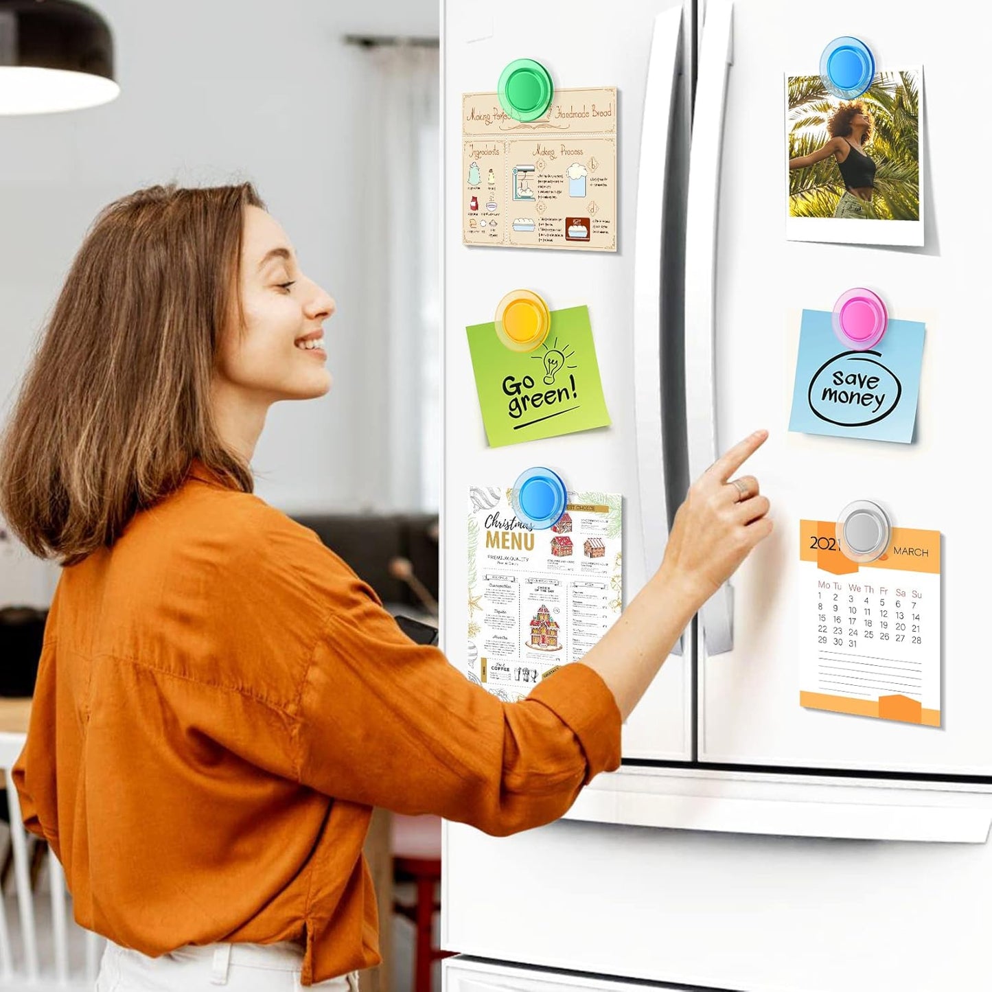 VNDUEEY 45 Pcs Whiteboard Magnets, Round Fridge Magnets Refrigerator Magnet, Mini Magnet Teacher Supplies for School, Home, Office, Dry Board (Assorted Color, 3cm/1.18 inch)