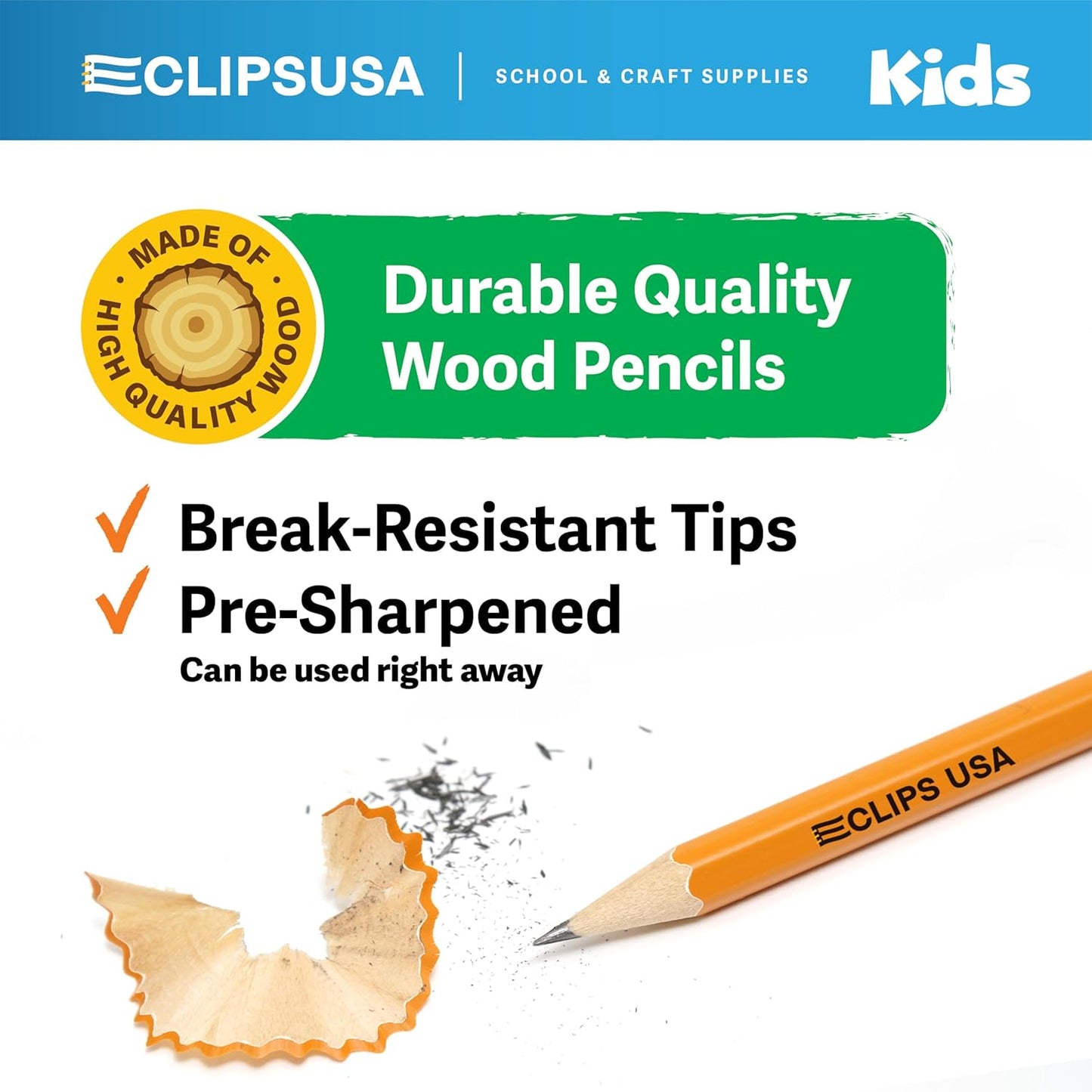 E-CLIPS USA Pencils Bulk, Pencil #2, Number 2 pencil, Pre-Sharpened Pencil Bulk, School Supplies bulk, Office Supplies, Box May Vary, 12 Pencils (144 Box Case)