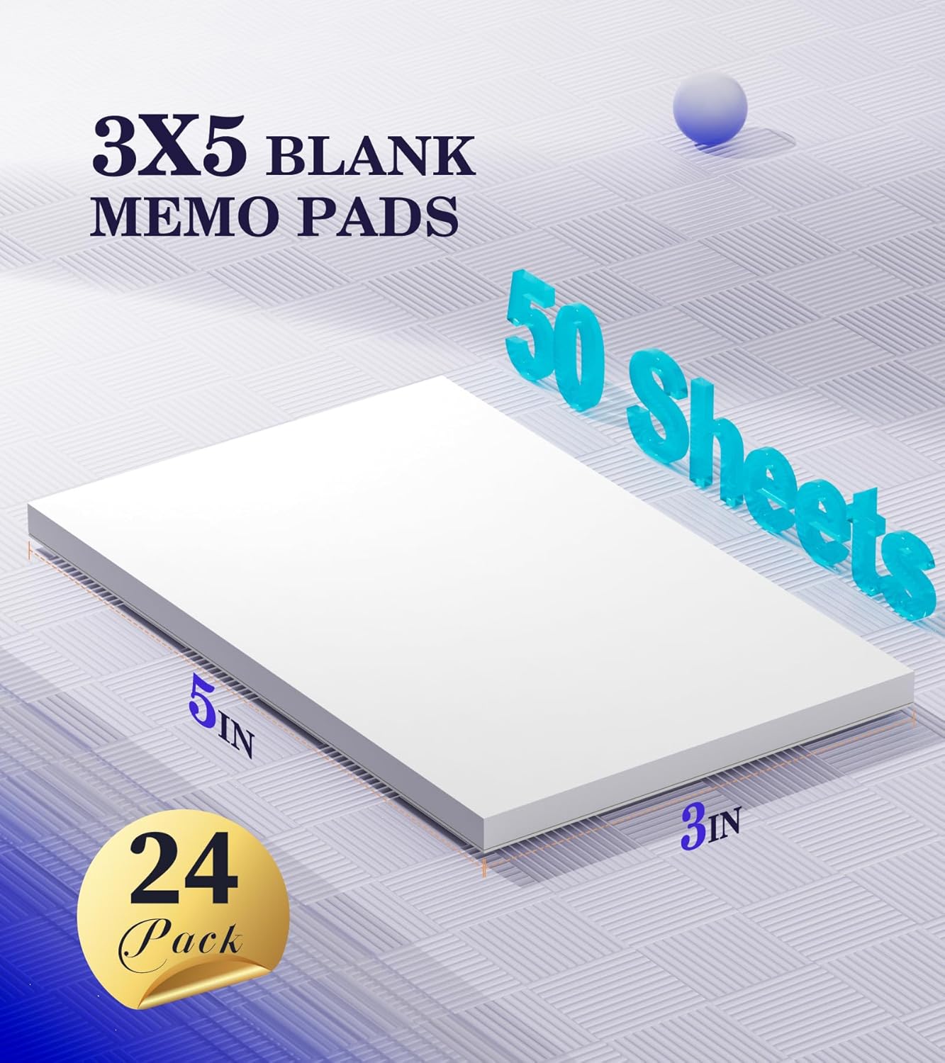 Small Note Pads 3x5 Pocket Notepad, 24 Pack Server Note Pads 3x5, White Memo Pads, Scratch Pads, Small Writing Pads White Paper, 50 Sheets per Blank Pocket Notepads 3x5 Scratch Paper for Work/School