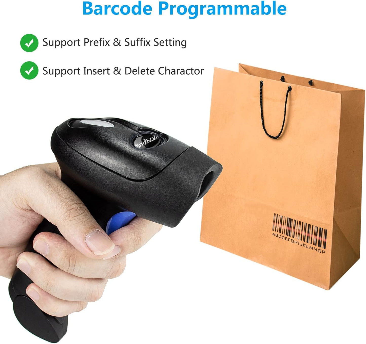 NetumScan Bluetooth 1D Bar Code Scanner, 3 in 1 Automatic Wireless Barcode Scanner Handheld USB CCD Barcode Reader for Store, Warehouse POS, Computer, Tablet, iPhone, iPad, Android