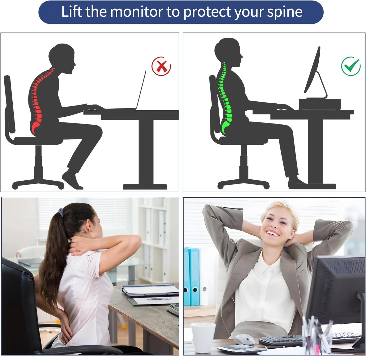 AUPSEN Computer Monitor Stands Riser，2-Tier Desk Organizers and Accessories, Office Desk Accessories Organizer with Drawers and 2 Pen Holder for Office Supplies (Pink)