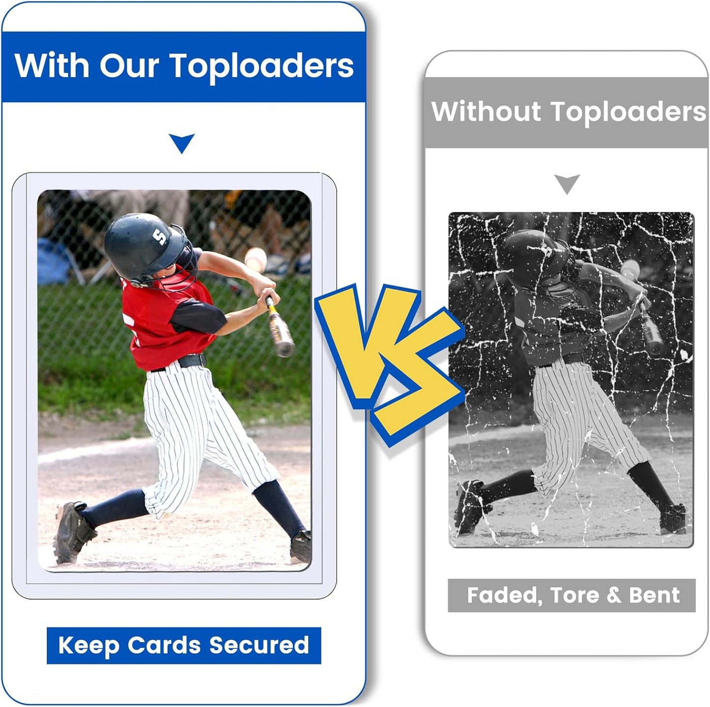 77 Card Sleeves Top Loaders for Cards, Sooez Premium 3" x 4" Baseball Card Protectors, Hard Plastic Trading Card Sleeve, Cards Holder for Baseball, Football Sports (27 Toploaders + 50 Penny Sleeves)