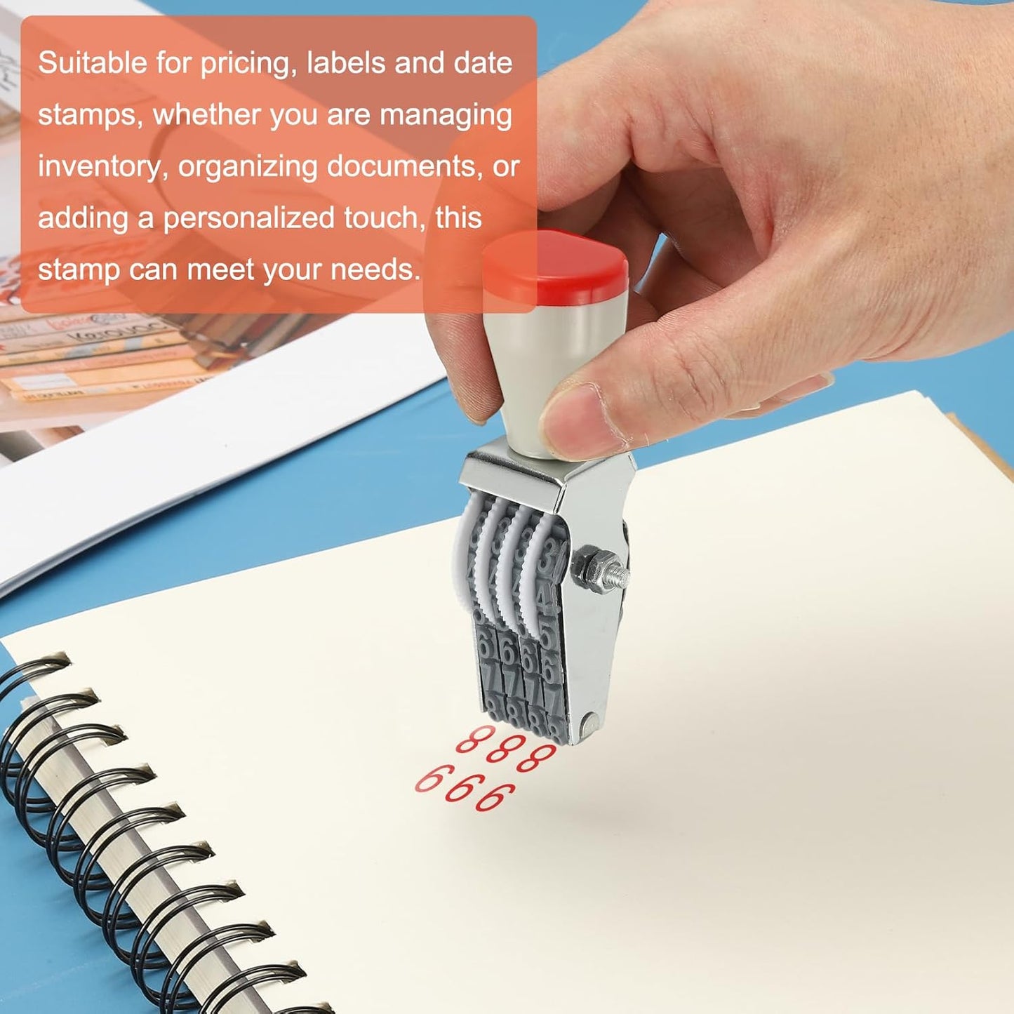 PATIKIL 4 Digit Number Roller Stamp, Adjustable Rubber Stamp Changeable Numerical Symbol Office Date for Business Creative Price Tag