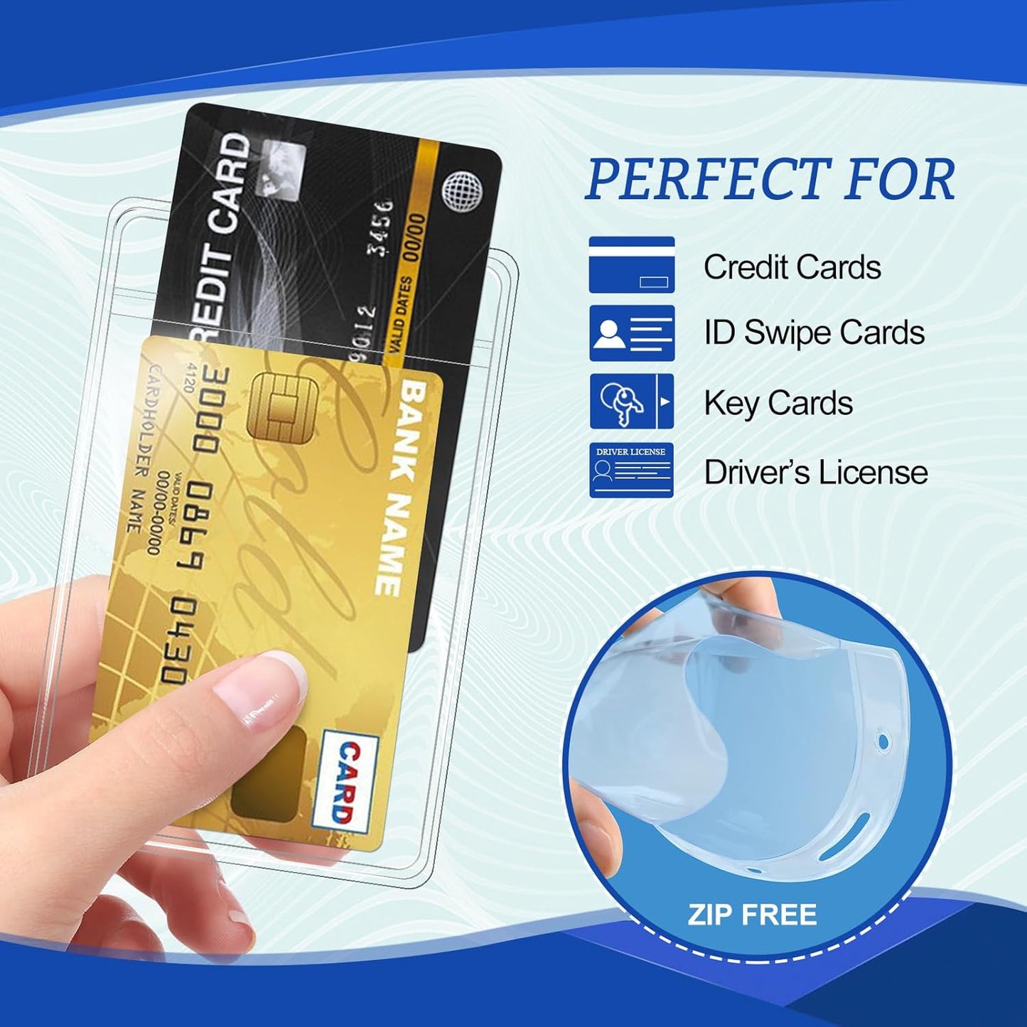 100 Pcs No Zipper ID Name Badge Holder 3 x 4 Inches Clear Plastic Vertical ID Card Holder