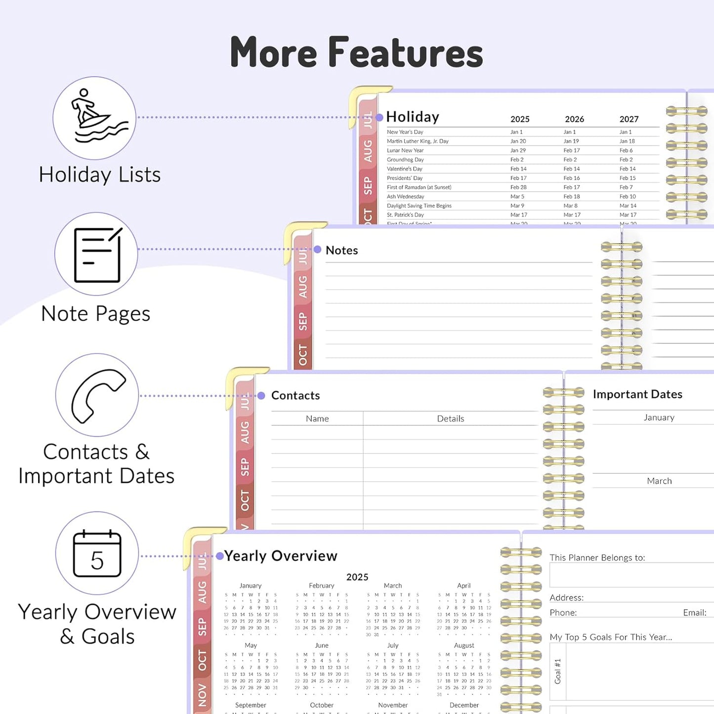 Jul 2025 - Dec 2026 Planner, Forvencer Academic Planner 2025-2026, 18 Month Daily Planner, 8.5" x 11", Weekly & Monthly Agenda Book, Hardcover Calendar Book, School Supplies for Student Teacher, Black