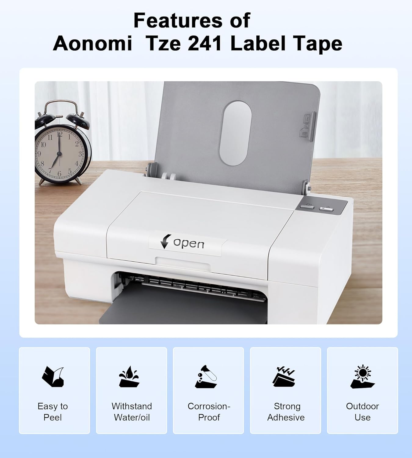 TZe Tz 18mm 0.7’’ Laminated Label Tape Color Replace for Brother Label Maker Tape 18mm 3/4'' White/Red/Yellow/Blue/Green P Touch Tape Work for PT-D400, PT-D600, PT-D410, PT-D610BT, 5-Pack