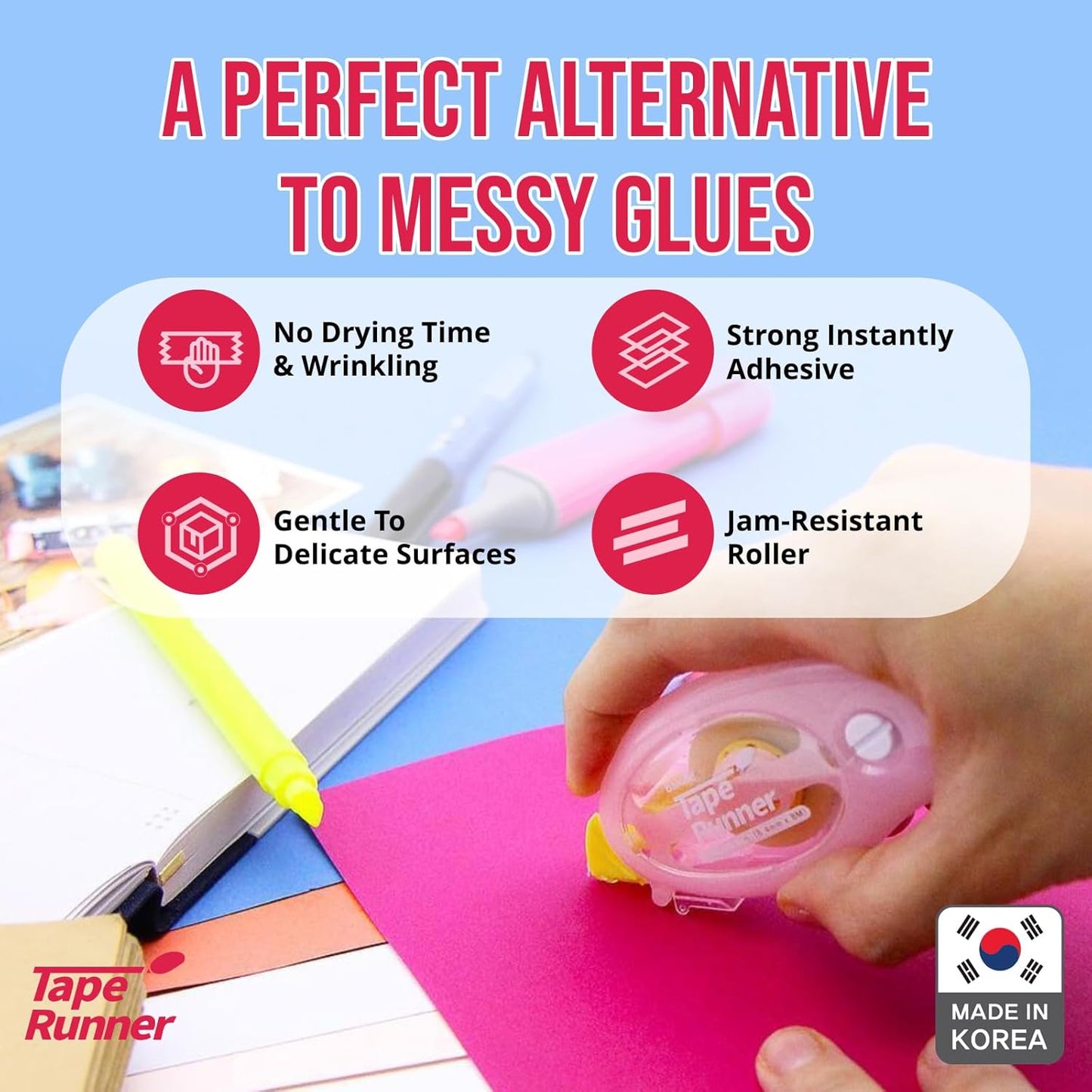 TapeRunner Double-Sided Adhesive Tape, 5/16 Inches by 315 Inches, Set of 5 Applicators