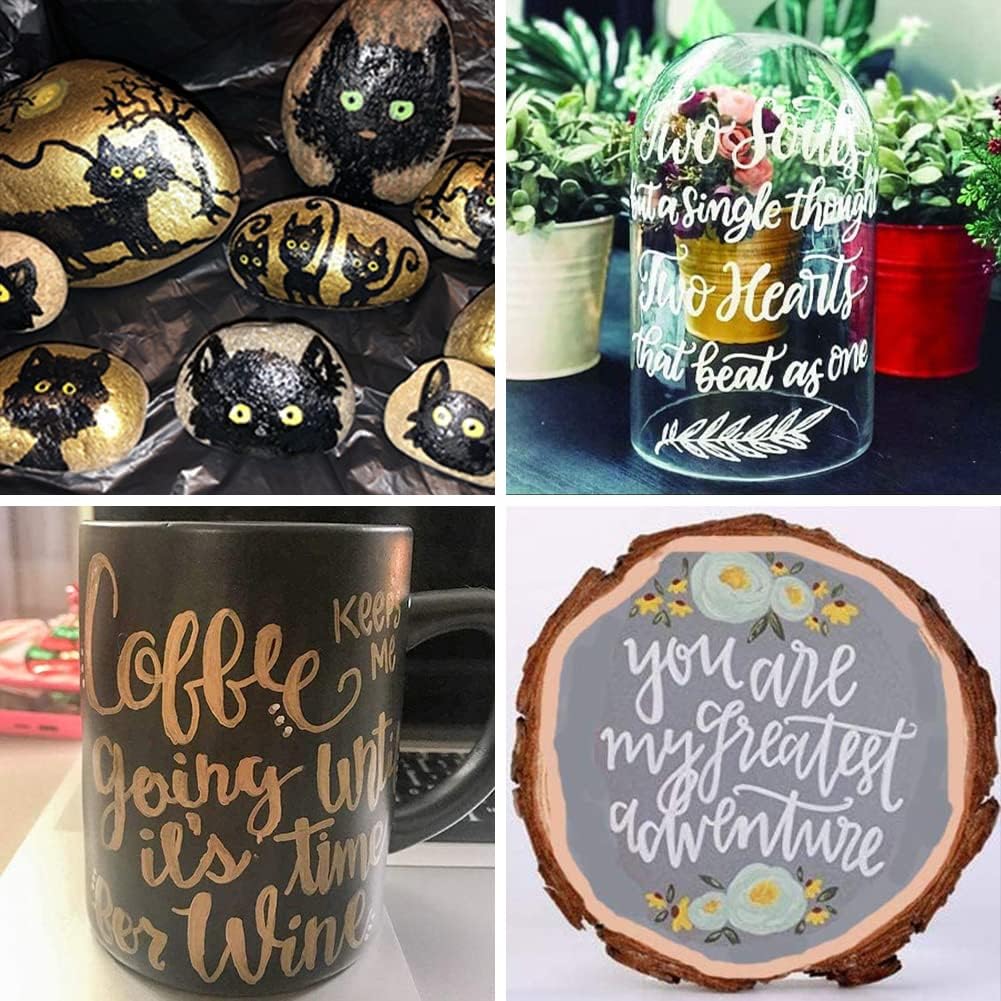 Overseas Permanent Paint Markers Pens - 3 Pack Silver Oil Based Paint Pens, Medium Tip, Quick Drying and Waterproof Marker Pen for Metal, Rock, Wood, Fabric, Plastic, Canvas, Mugs, Stone, Glass