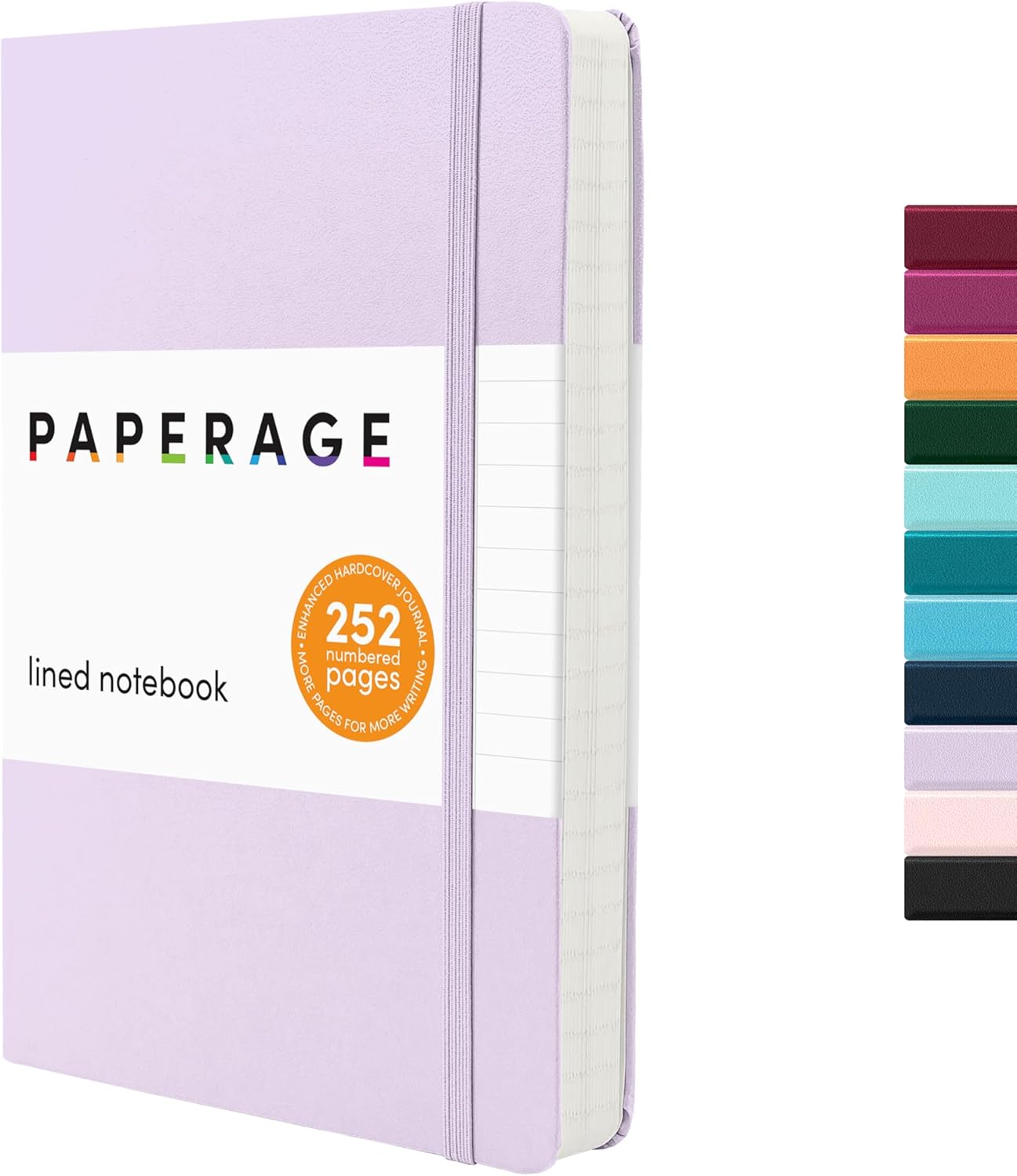 PAPERAGE Lined Journal Notebook, (Lavender), 252 Pages, Medium 5.6 in x 8 in - 100 GSM Thick Paper – Hardcover Journaling Notebook for Work, School & Note Taking