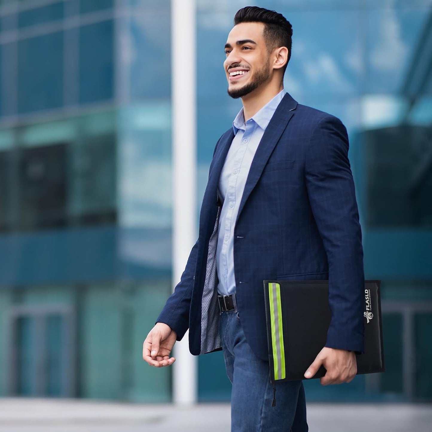 FLASLD Fireproof Document & Money Bags, Large Fireproof & Water Resistant Bag, Fireproof Folder Safe Bag for Cash, Valuables & Passport, with Silicone Coating & Zipper Closure (Document Bag-15x11”)