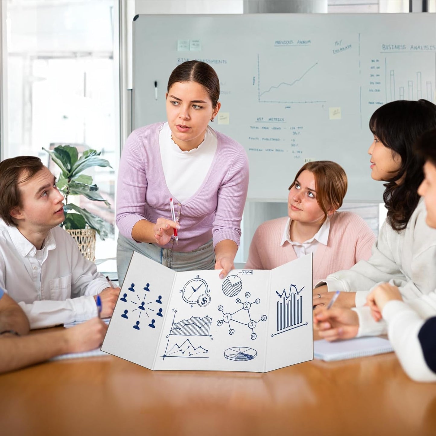 3 Per Pack Trifold Poster Board, 24" × 16" Inch White Cardboard Sheets for School Projects, Science Fair, Business Events