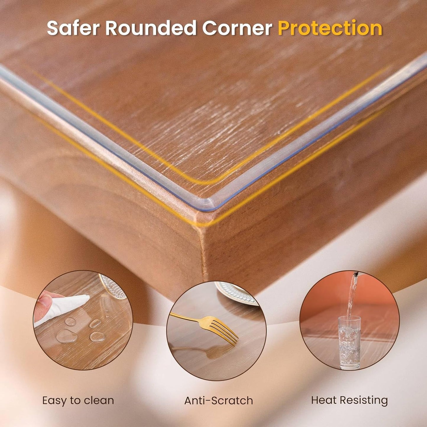 Clear Table Cover Protector, 48 x 108 Inch Table Protector for Dining Room Table, 1.5mm Thick Clear Plastic Table Cover, Table Pad Mat for Kitchen, Writing Desk Pad for Desktop